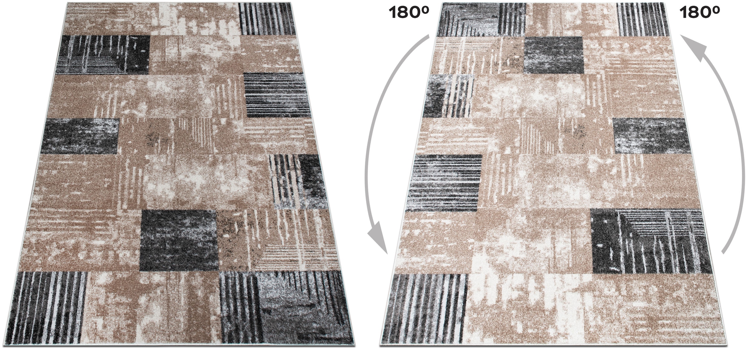 GOODproduct Teppich »Lunari, Vintage-Karo Design« rechteckig 9 mm Höhe modern, weiche Haptik, Wohnzimmer, Esszimmer, Schlafzimmer