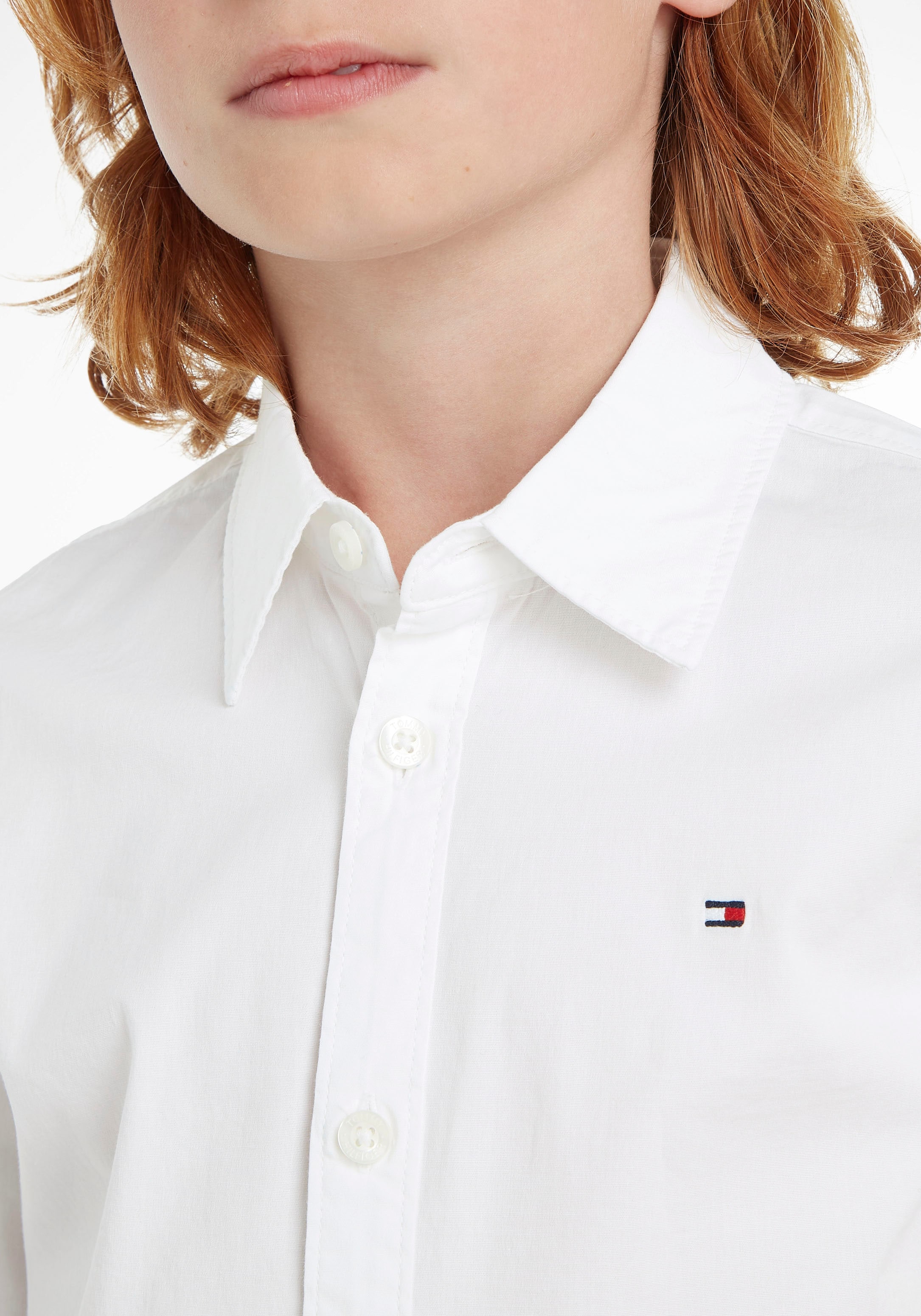 Tommy Hilfiger Chemise à manches longues »SOLID STRETCH POPLIN SHIRT L/S« pour garçons