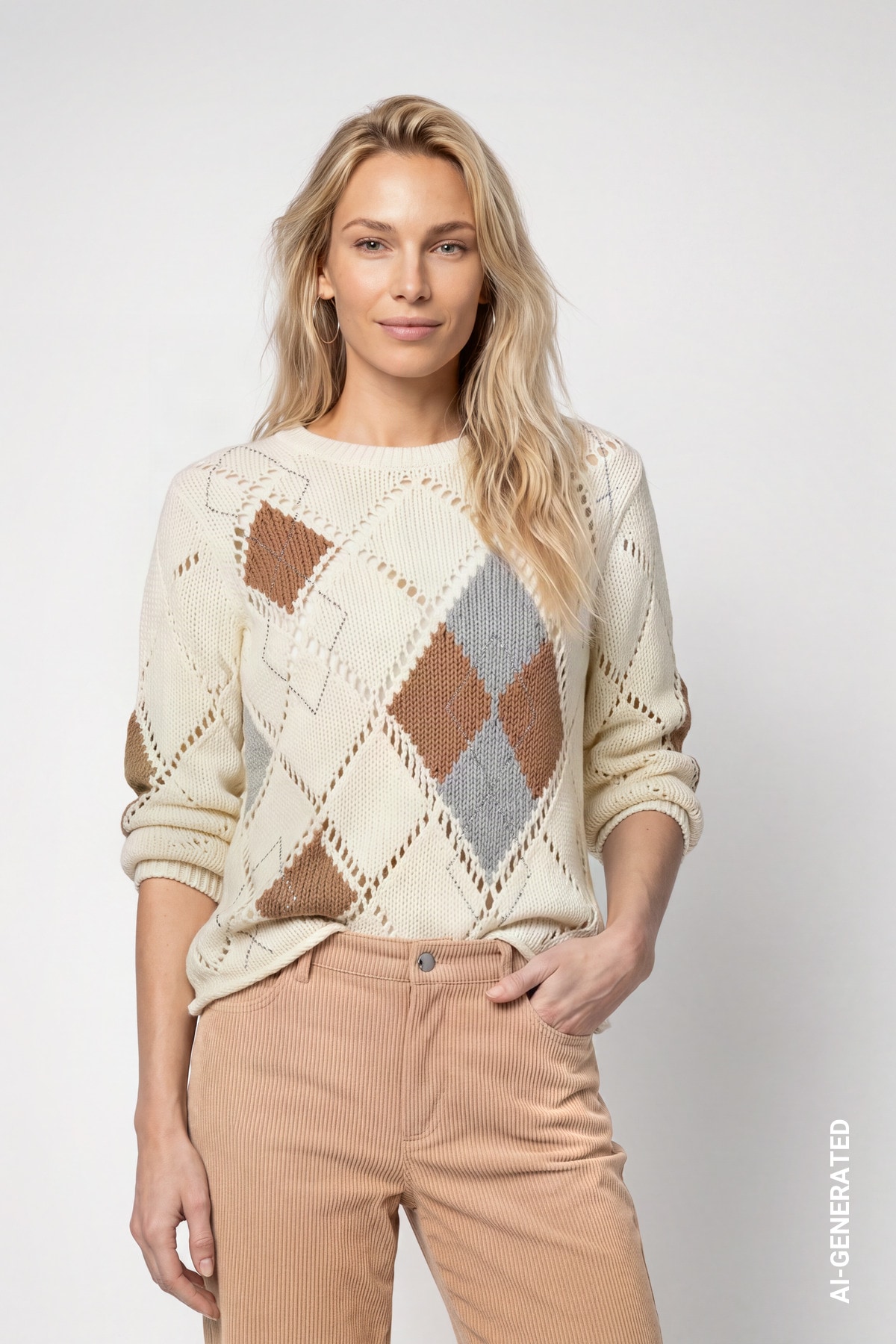Image of Monari Strickpullover "Pullover Rauten Ajour" Regular fit mit Rautenmuster