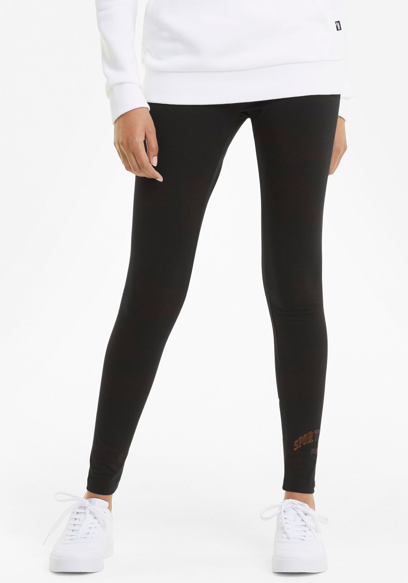 Image of PUMA Leggings "ESS+ LOGO LAB LEGGINGS" mit Grafikprint, sportlicher Stil, aus Baumwollmischung
