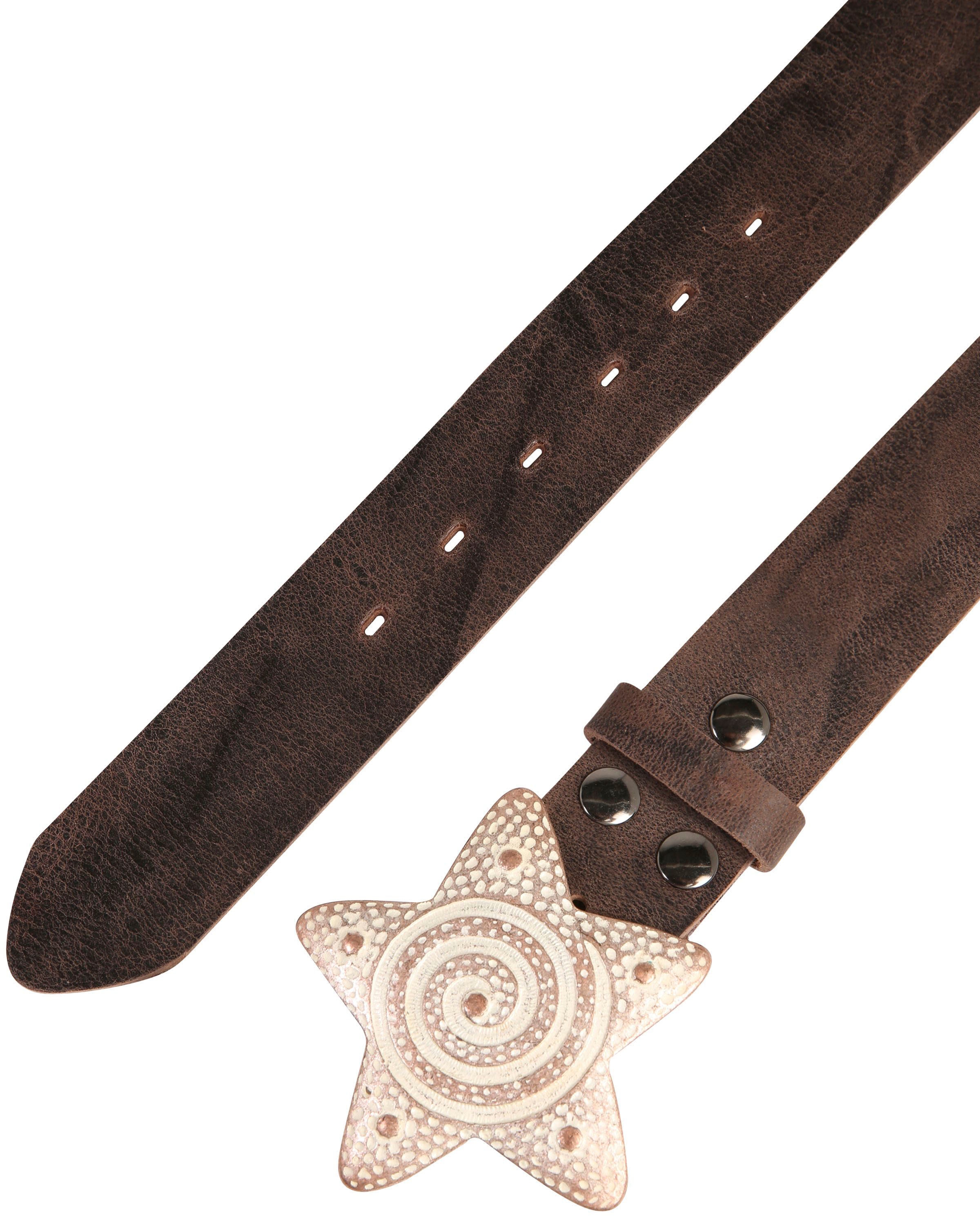 Rettungsring Gürtel Ceinture en cuir mit Koppelschliesse im Stern-Design