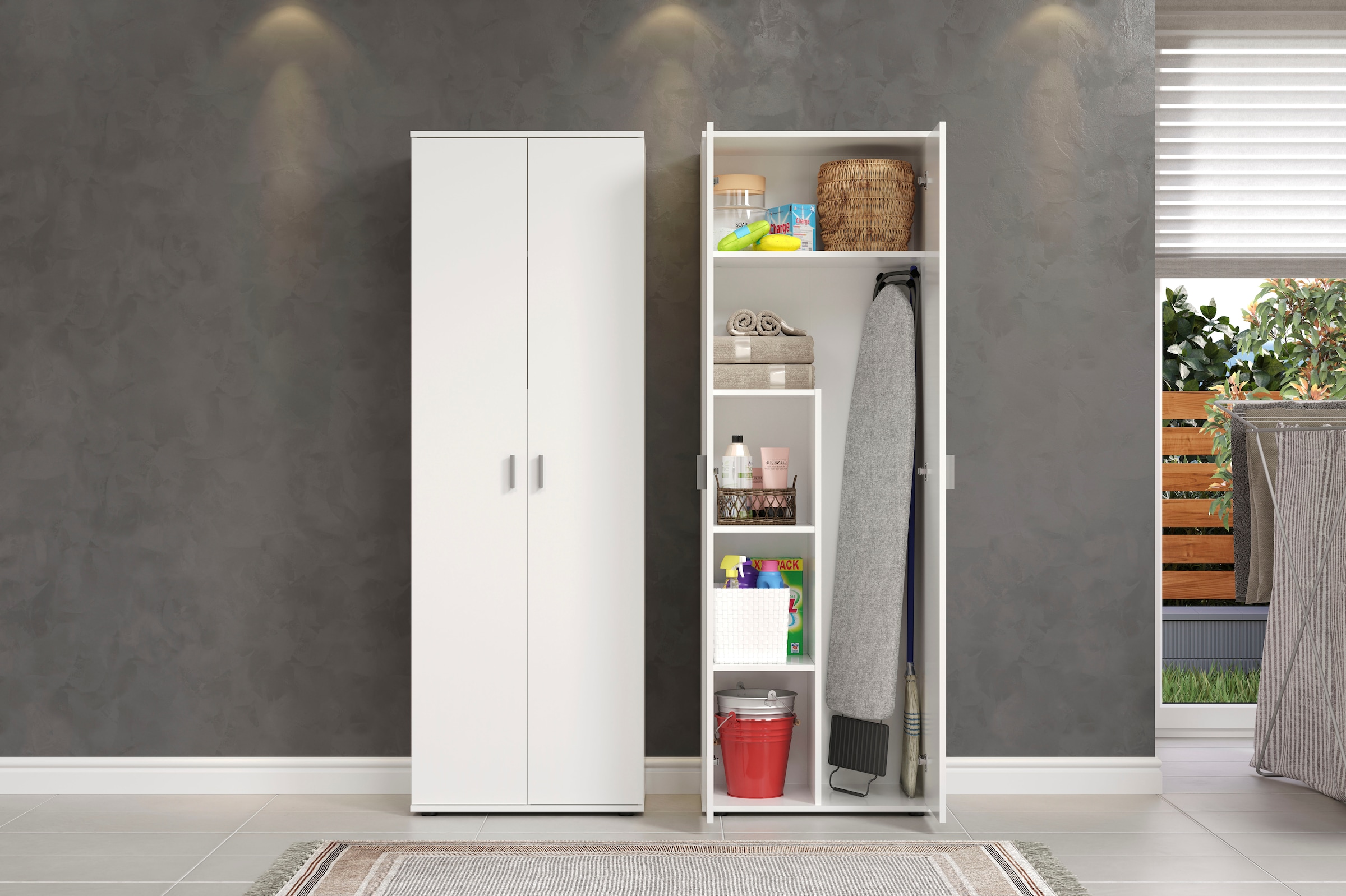 Home affaire Mehrzweckschrank »Jersey« 1 Stk. tlg. Besenschrank mit cleverer Innenaufteilung – (B/T/H) 60/35/176 cm