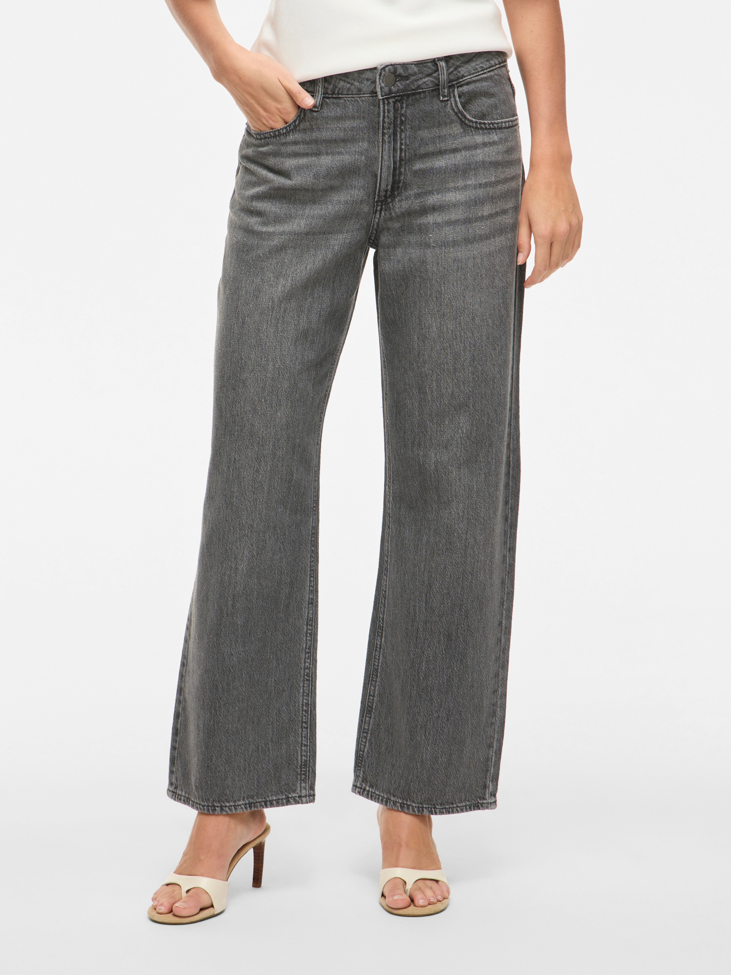 Image of Vila Weite Jeans "VIPALMA RW WIDE JEANS GREY PAL250-NOOS"