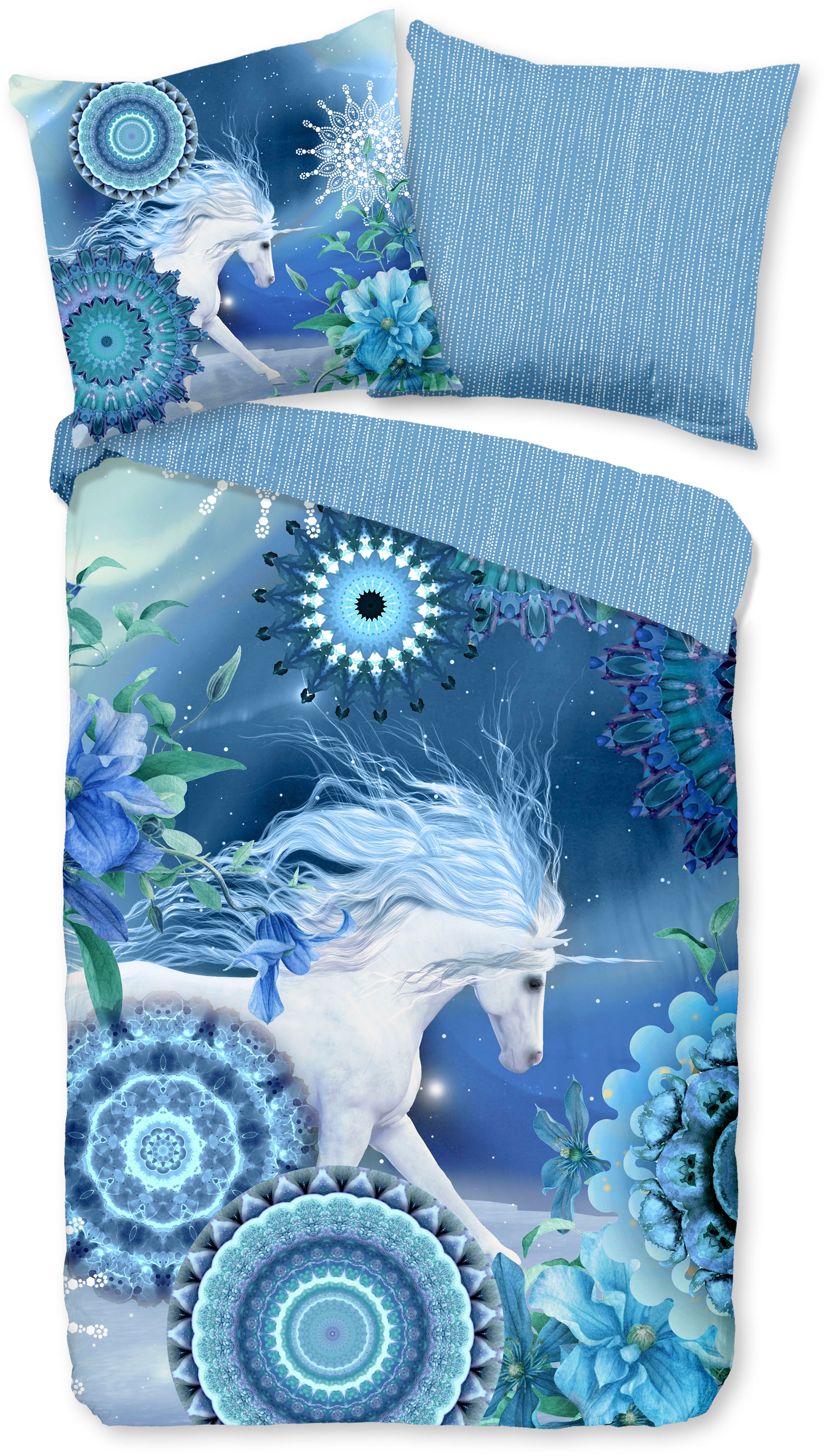 hip Wendebettwäsche »Lumi«, Biber, 135x200, Warm, Weich, Wendeoptik, Reissverschluss, Winter, Blau