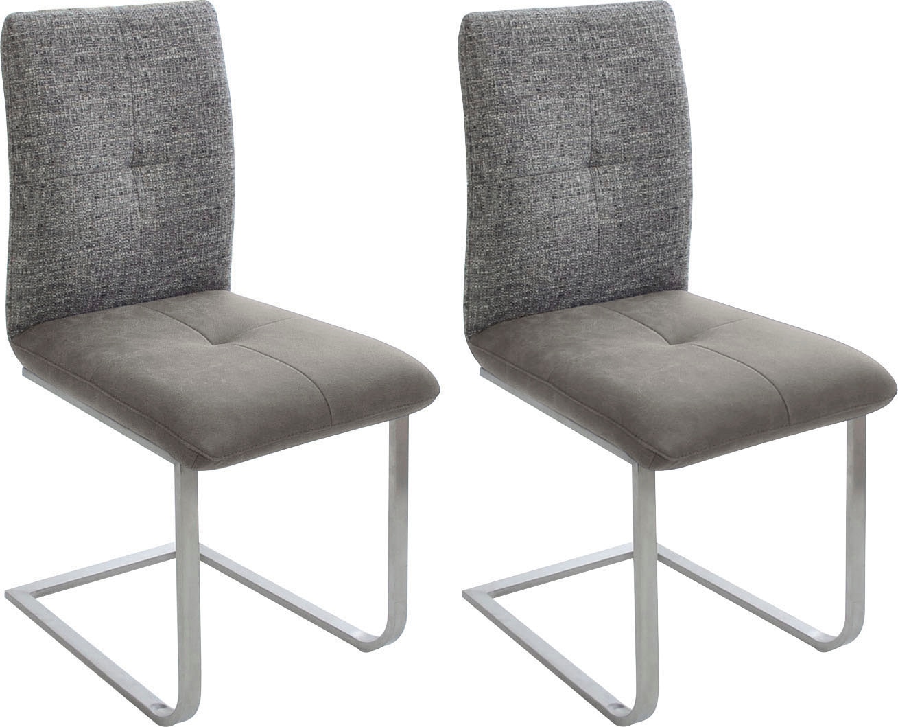 Image of K+W Komfort & Wohnen Freischwinger "Giacomo II" (Set) 2 Stk.mit Metallgriff am Rücken, Sitz und Rücken gesteppt in Materialmix
