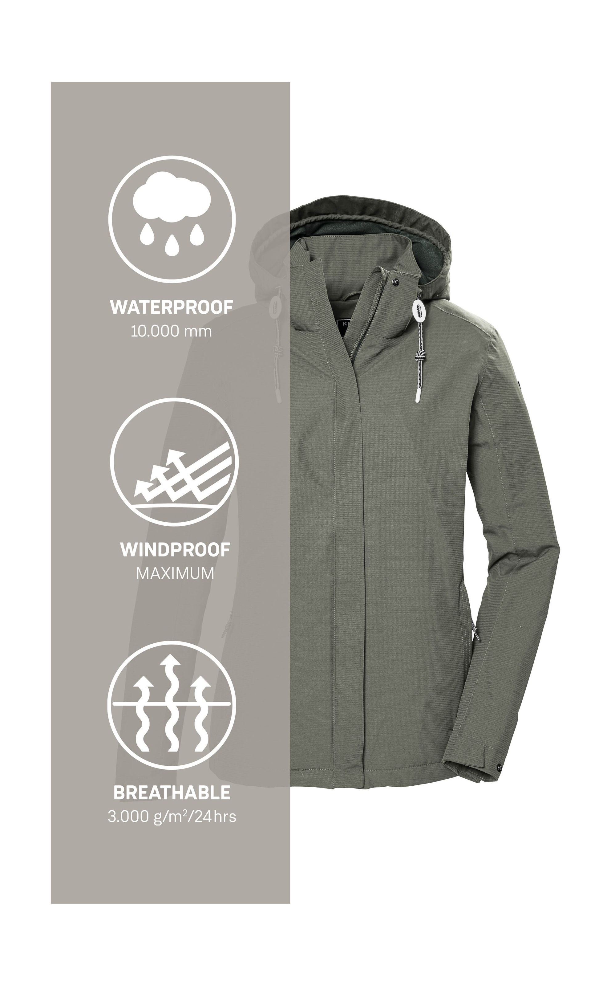 Killtec Outdoorjacke »KOS 61 WMN JCKT« Funktionsjacke: wasser- und winddicht, atmungsaktiv, abnehmbare Kapuze