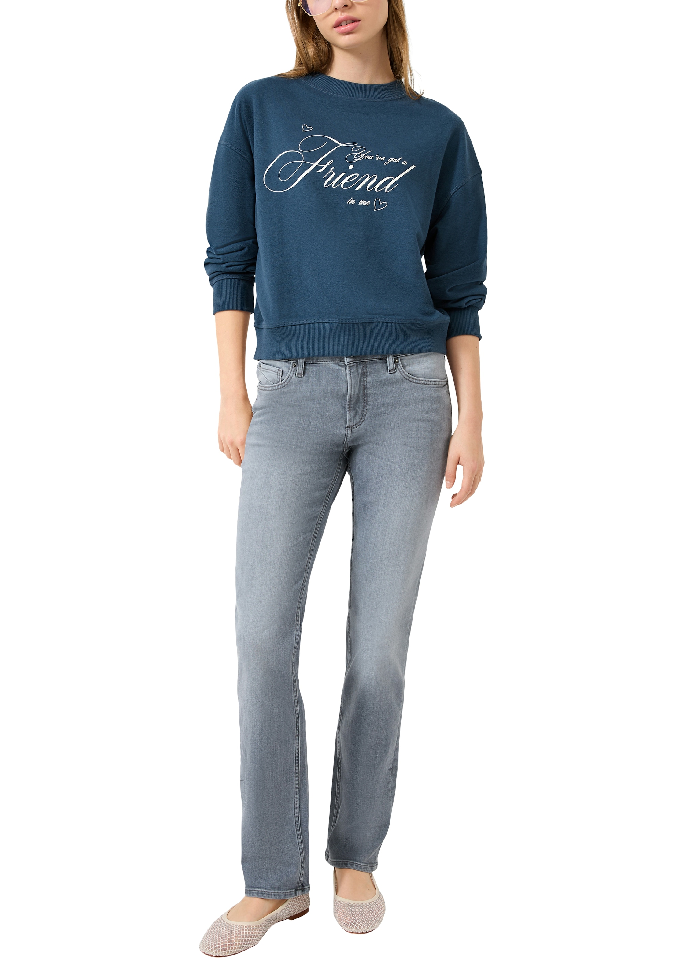 QS Sweater , mit Frontprint/Letter-Print
