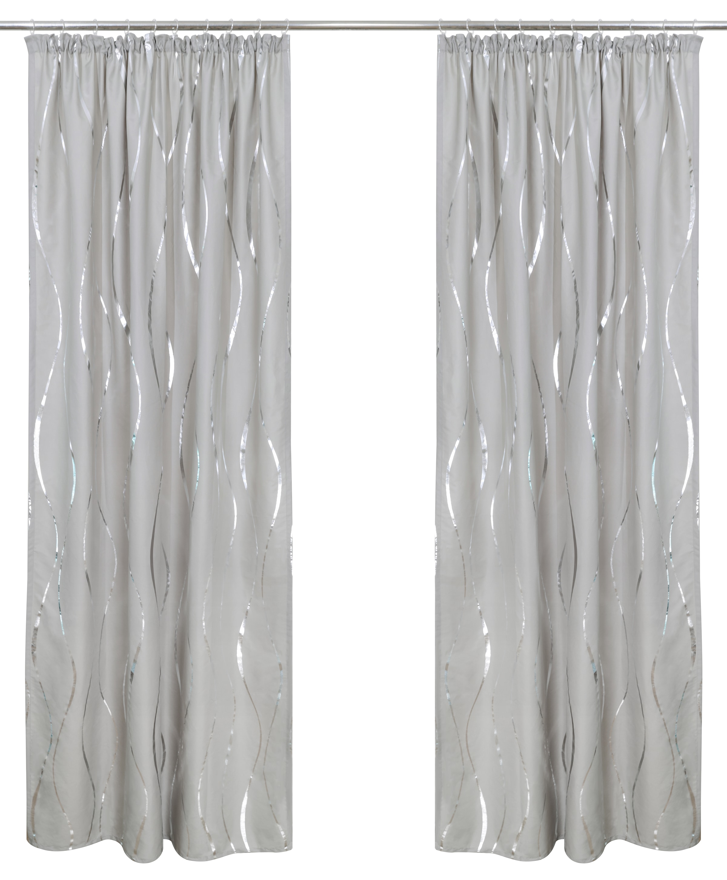 GOODproduct Gardine »Quinnton« Kräuselband 2 Stk. tlg. Blickdicht, 2er‑Set. Metallic‑Akzenten, Kräuselband