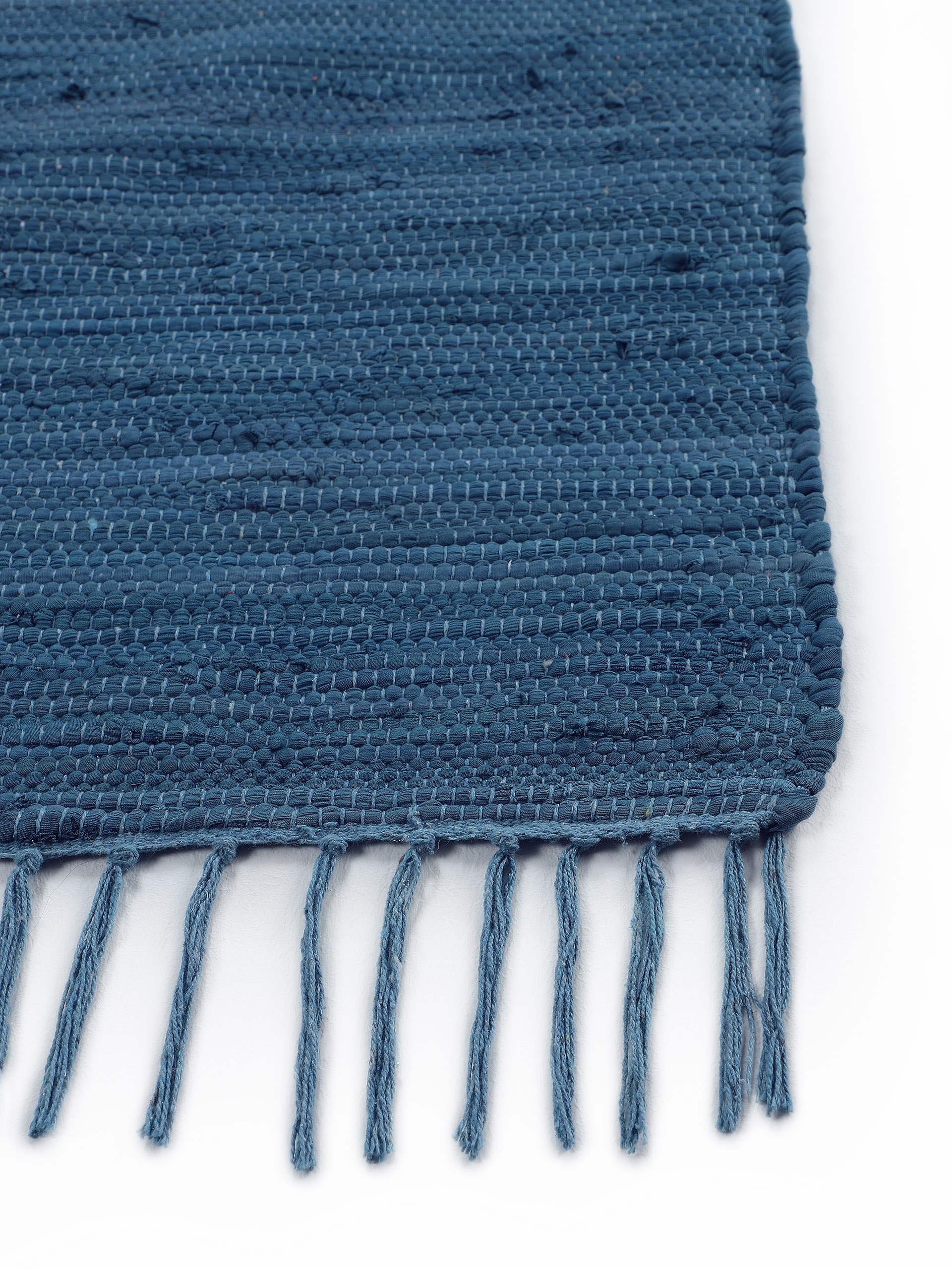 carpetfine Teppich »Kelim Chindi uni, auch als Läufer«, rechteckig, 5 mm Höhe, Wendeteppich, reine Baumwolle, handgewebt, Uni-Farben, mit Fransen