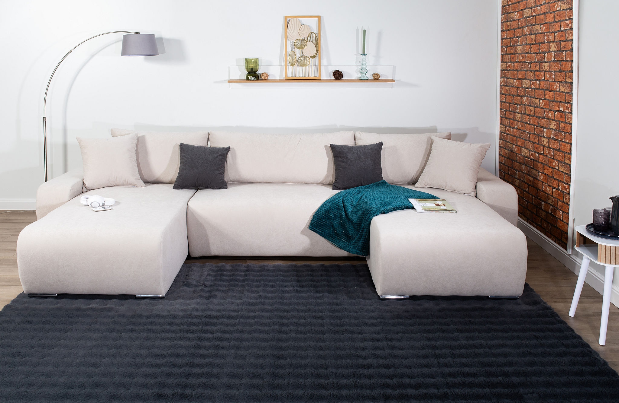 COLLECTION AB Wohnlandschaft »Paola U-Form, B: 314 cm« Bettfunktion, Bettkasten & 4 Zierkissen, Federkern