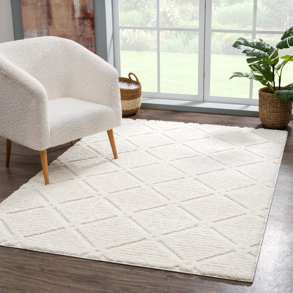 Hochflor-Teppich »Focus 2997«, rechteckig, besonders weich, Uni Farben, Rauten-Optik,...