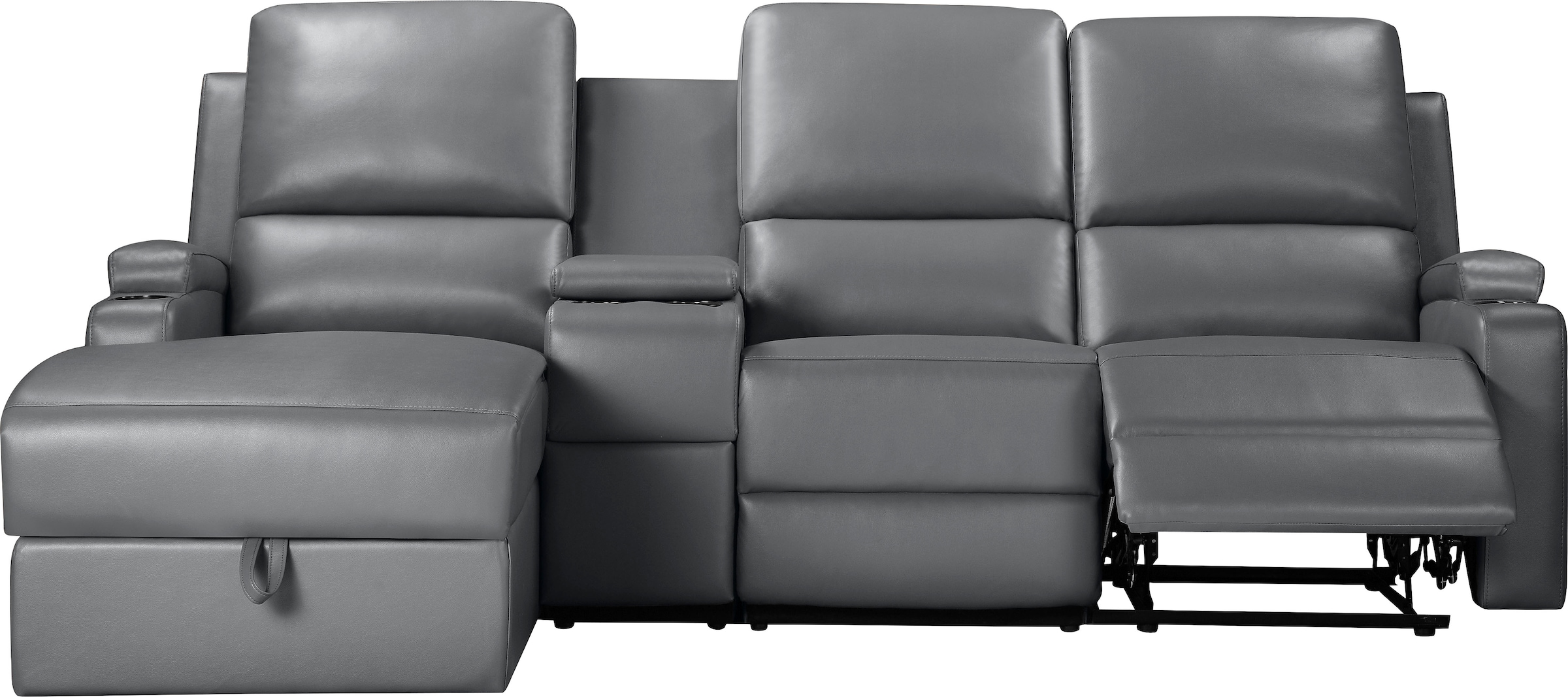 Home affaire Ecksofa »NAPORI Multimediasofa, 3er Kinosessel XXL, L-Form, 3 Bezugsstoffe« Kinosofa mit Relaxfunktion, Getränkehalter, Staufach und Staukasten