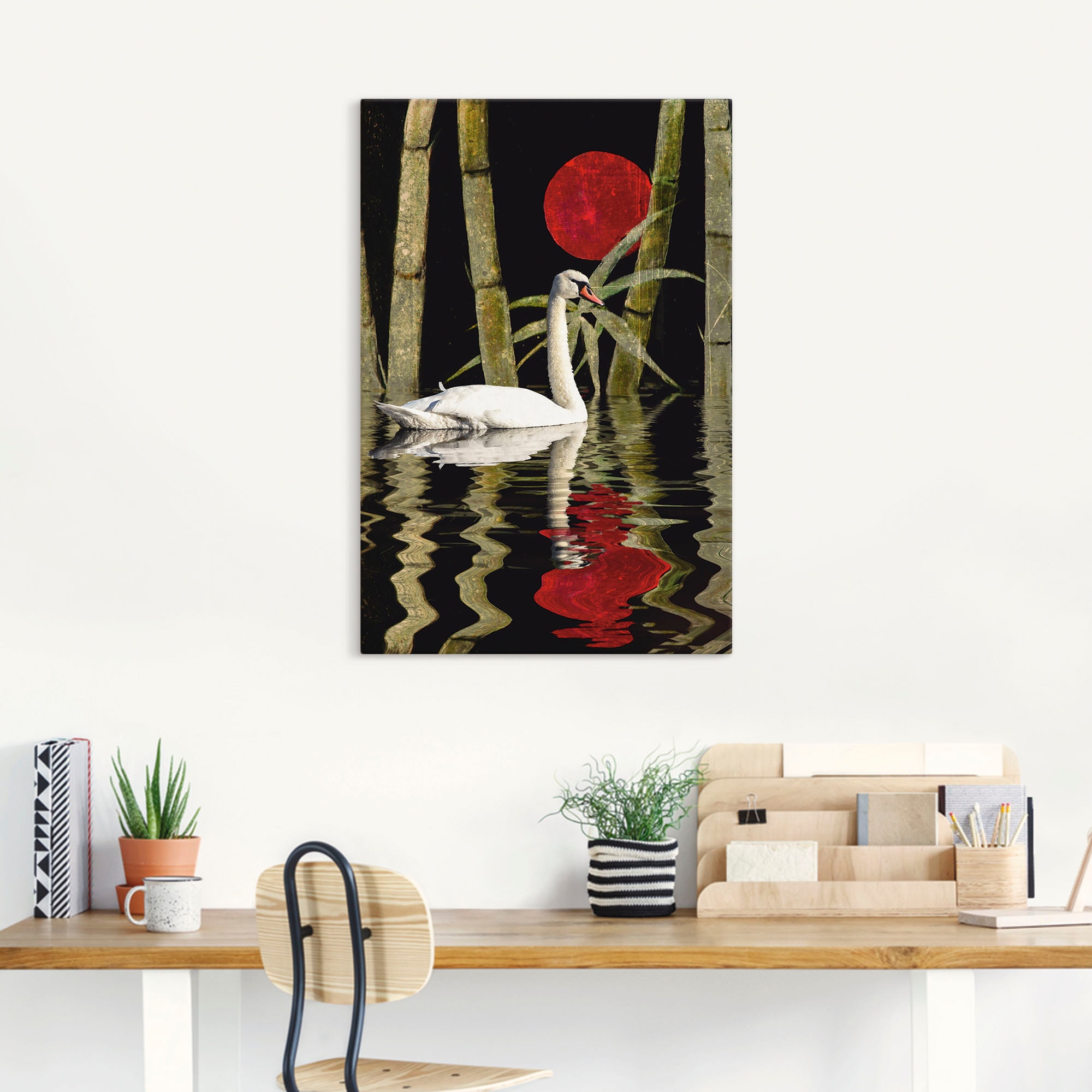 Artland Wandbild »Blutmond über dem Schwanensee«, Schwanen Bilder, (1 St.),  als Alubild, Leinwandbild, Wandaufkleber oder Poster in versch. Grössen  jetzt kaufen
