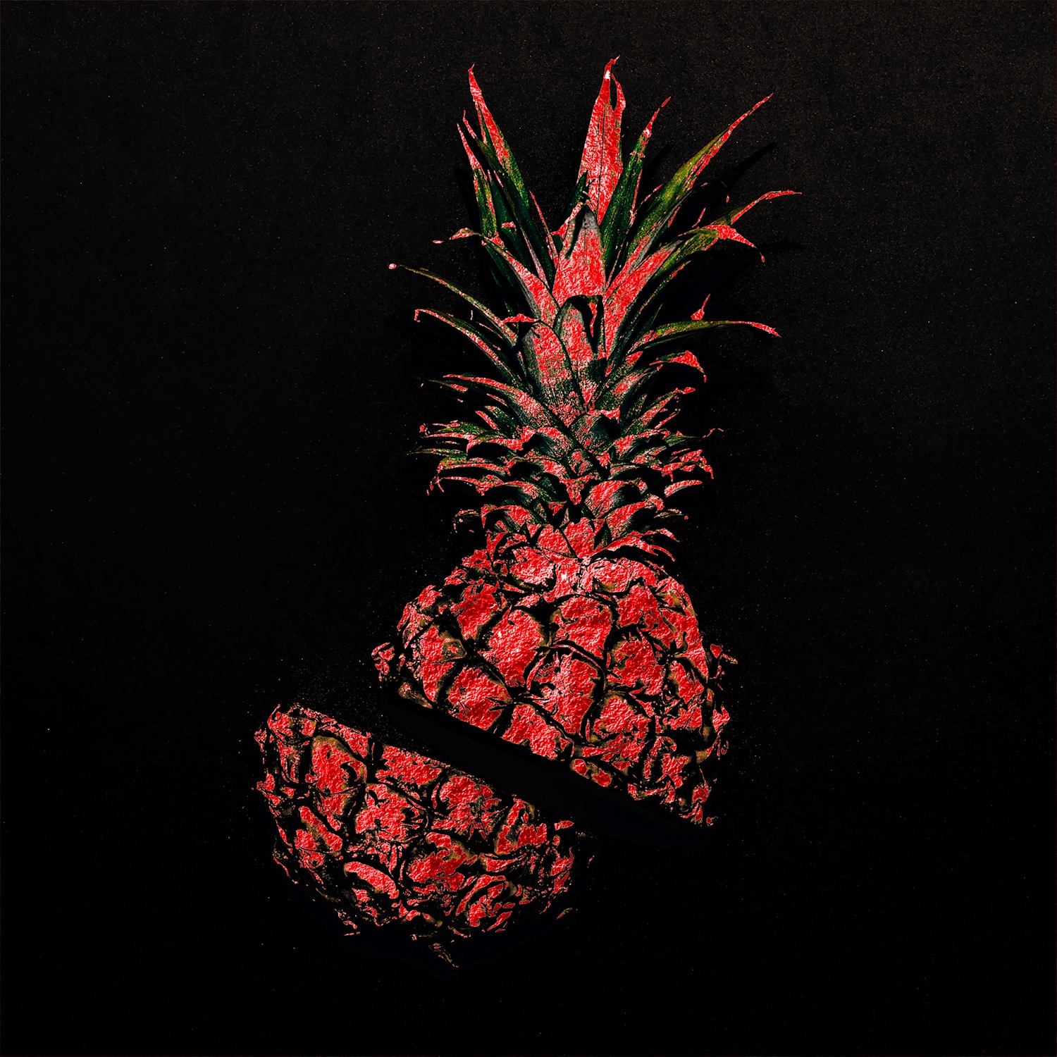my home Acrylglasbild »Ananas - Acrylbilder mit Blattgold veredelt«, Ananas-Obst-Obst Bilder, (1 St.), Rote Farbvariante, Handgearbeitet, Gerahmt, Edel