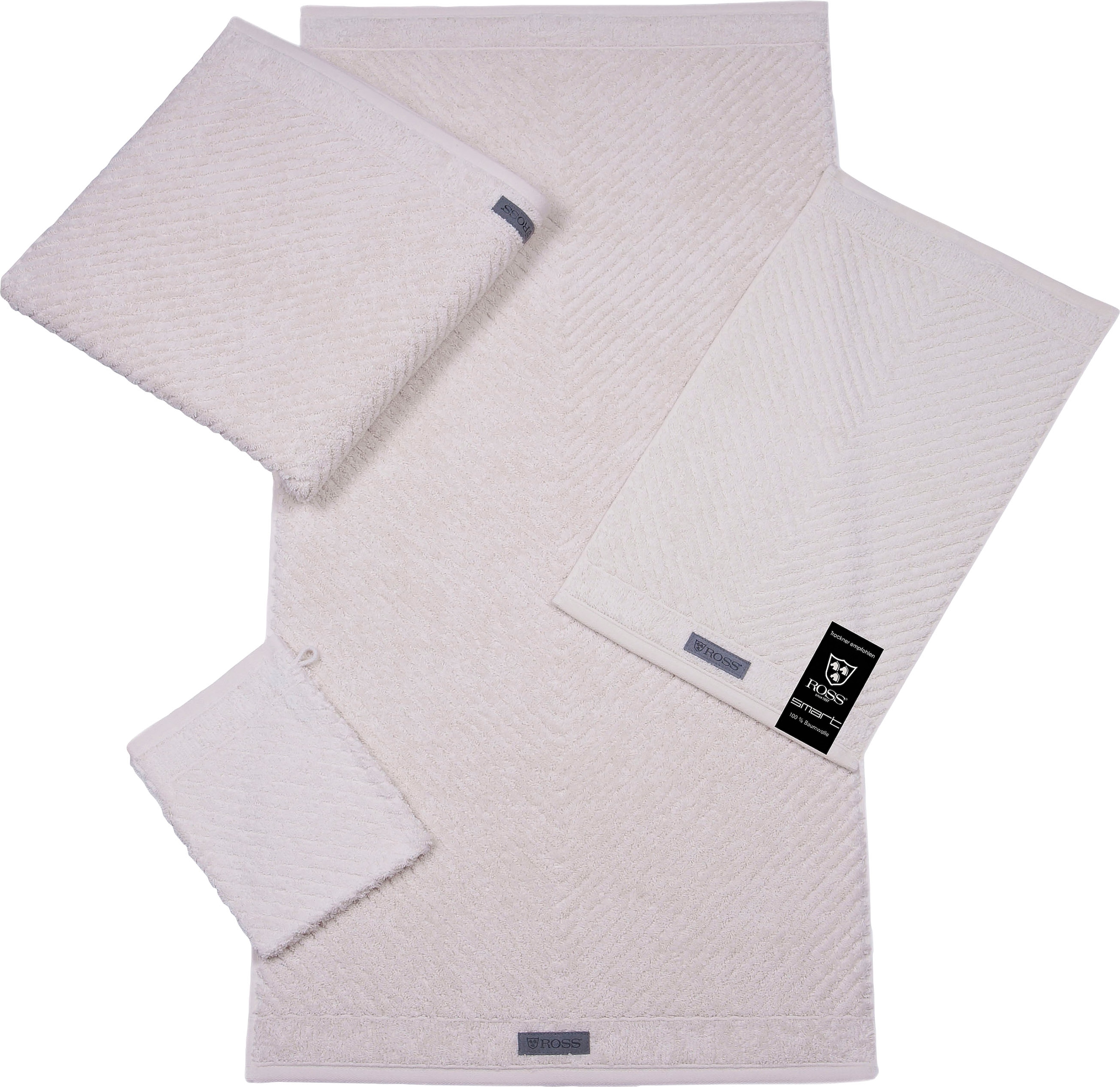 ROSS Handtuch »Smart« Uni-Rippe mit Velourslabel