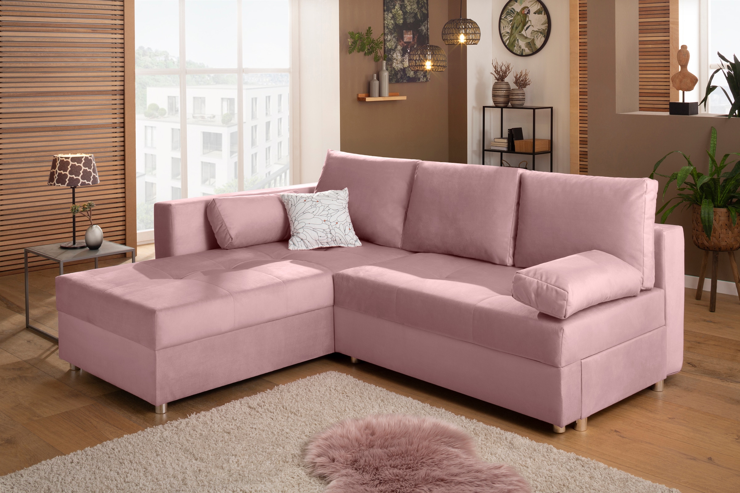 Home affaire Ecksofa »Italia L-Form«, mit Bettfunktion und Bettkasten, Federkern-Polsterung