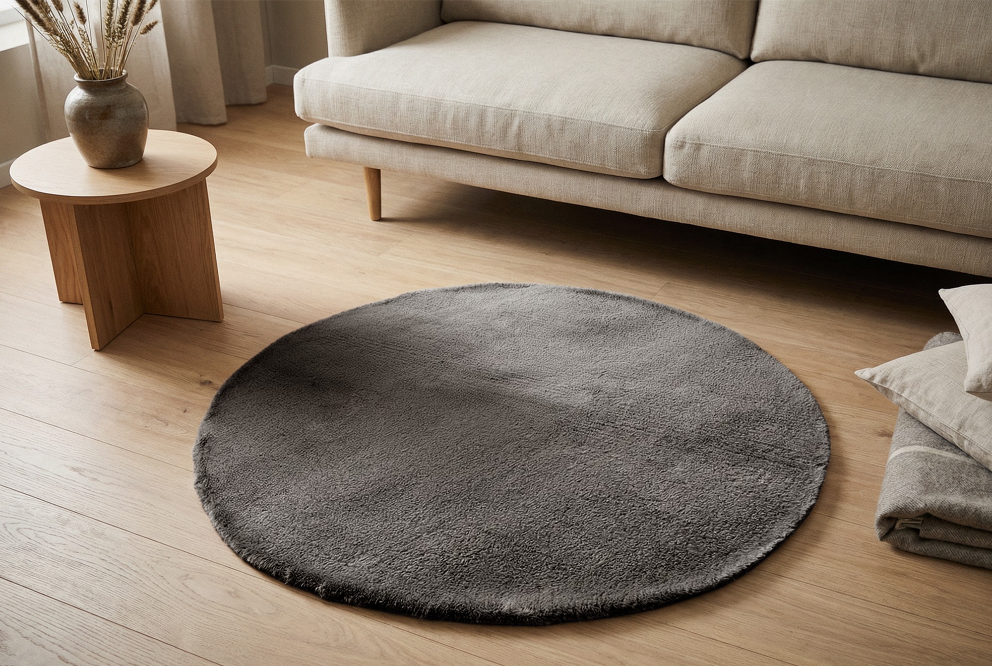 Kayoom Teppich »Chaplin 545« rund 22 mm Höhe Kurzflor, Modernes Muster, Uni, Fussbodenheizungsgeeignet, Wohnzimmer