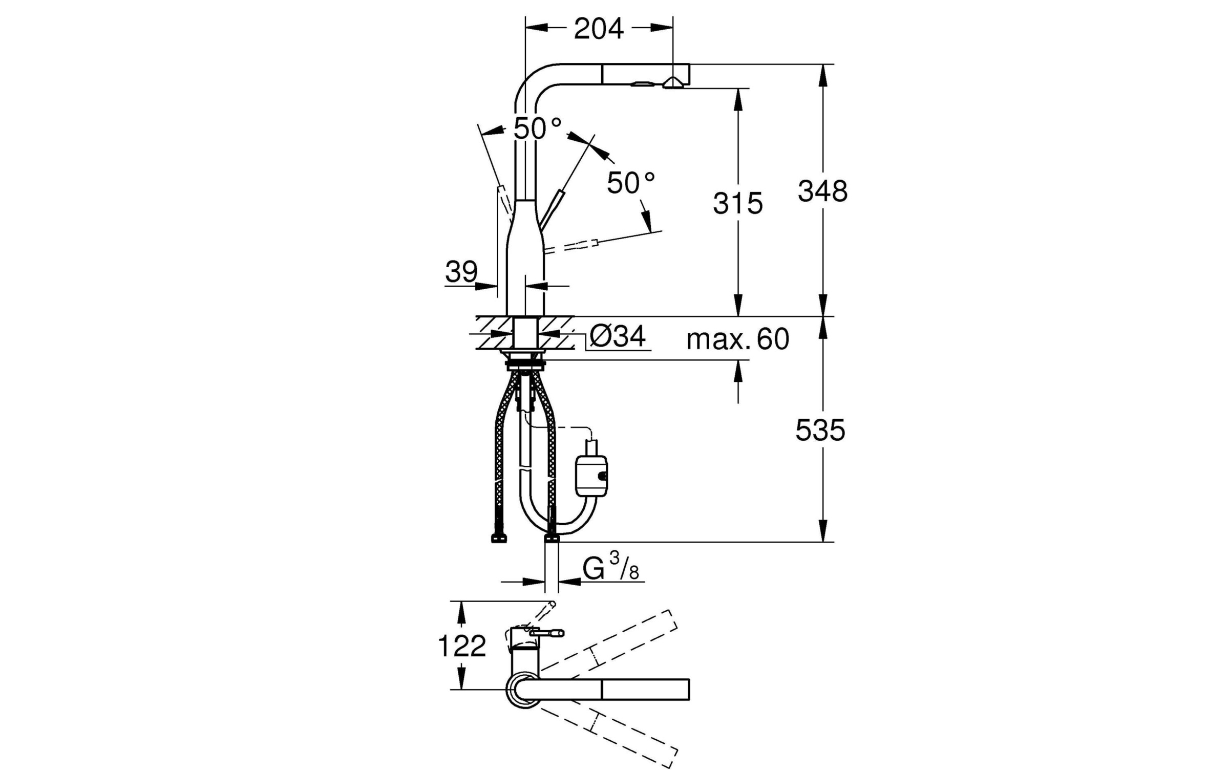 Grohe Essence, Einhand-Spültischbatterie, DN 15, chrom