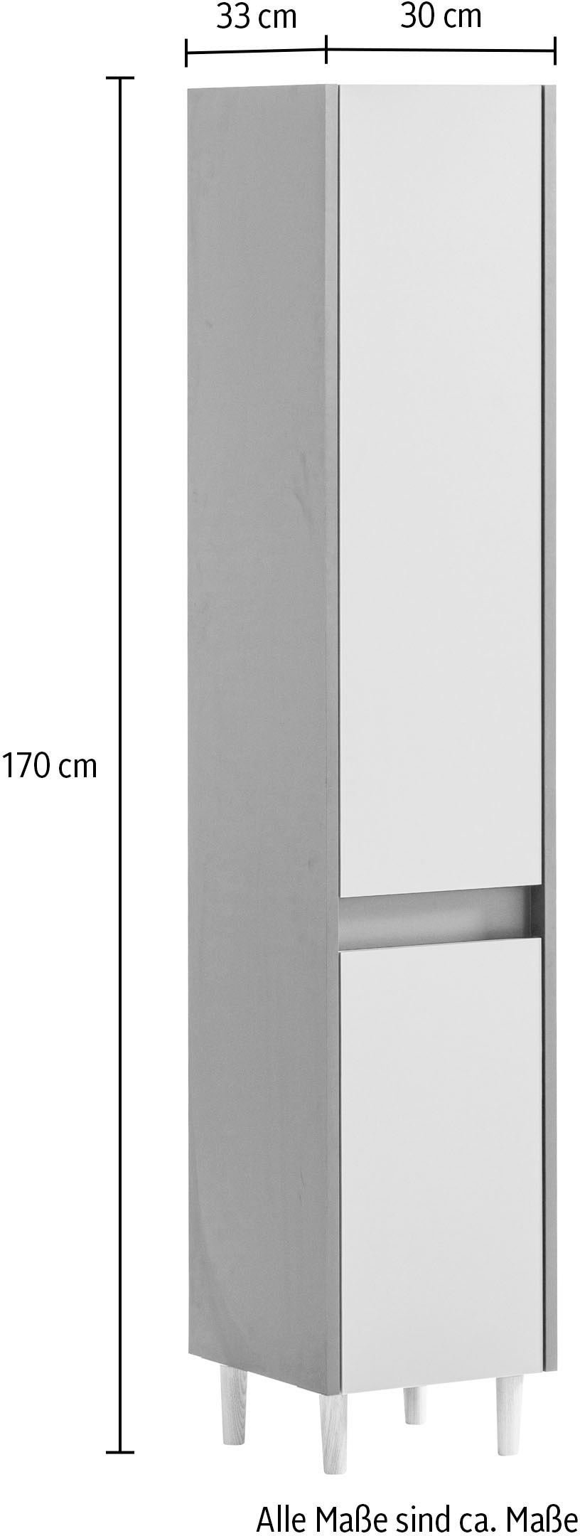 welltime Hochschrank »Lovis, Breite 30 cm«, Wechselbarer Türanschlag, Möbelfüsse aus Massivholz