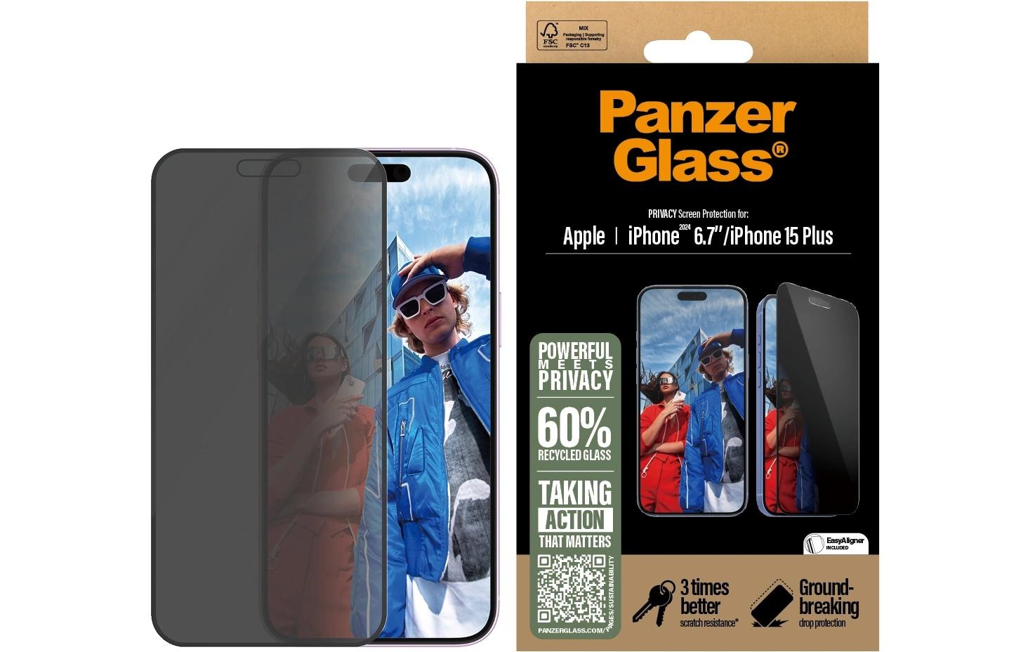 PanzerGlass Displayschutzglas »Ultra Wide Fit Privacy iPhone 16 Plus« für iPhone 16 Plus 1 Stk. tlg.