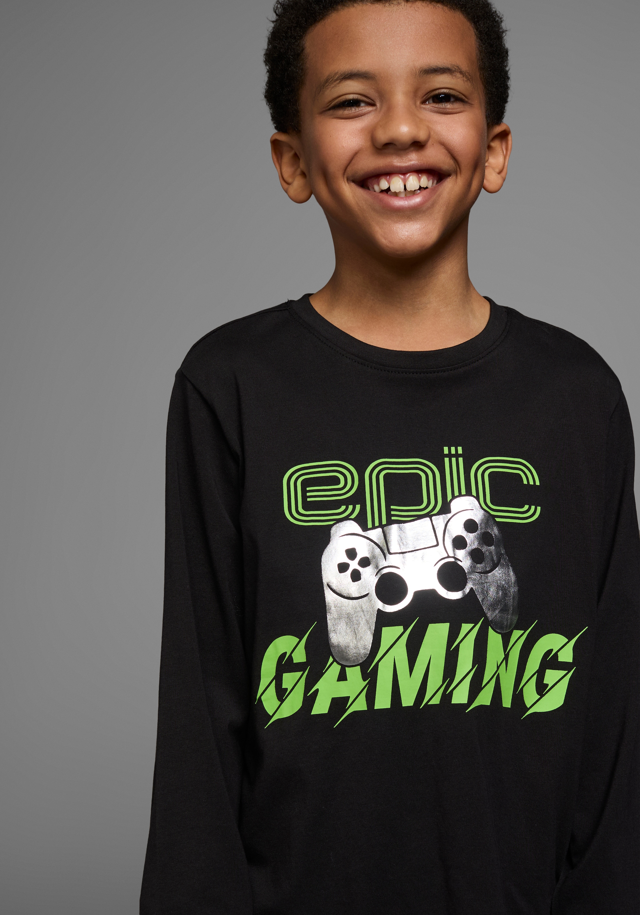 Image of KIDSWORLD Langarmshirt "Folienprint: EPIC GAMING" langärmelige, mit Statement-Print, mit Folienprint