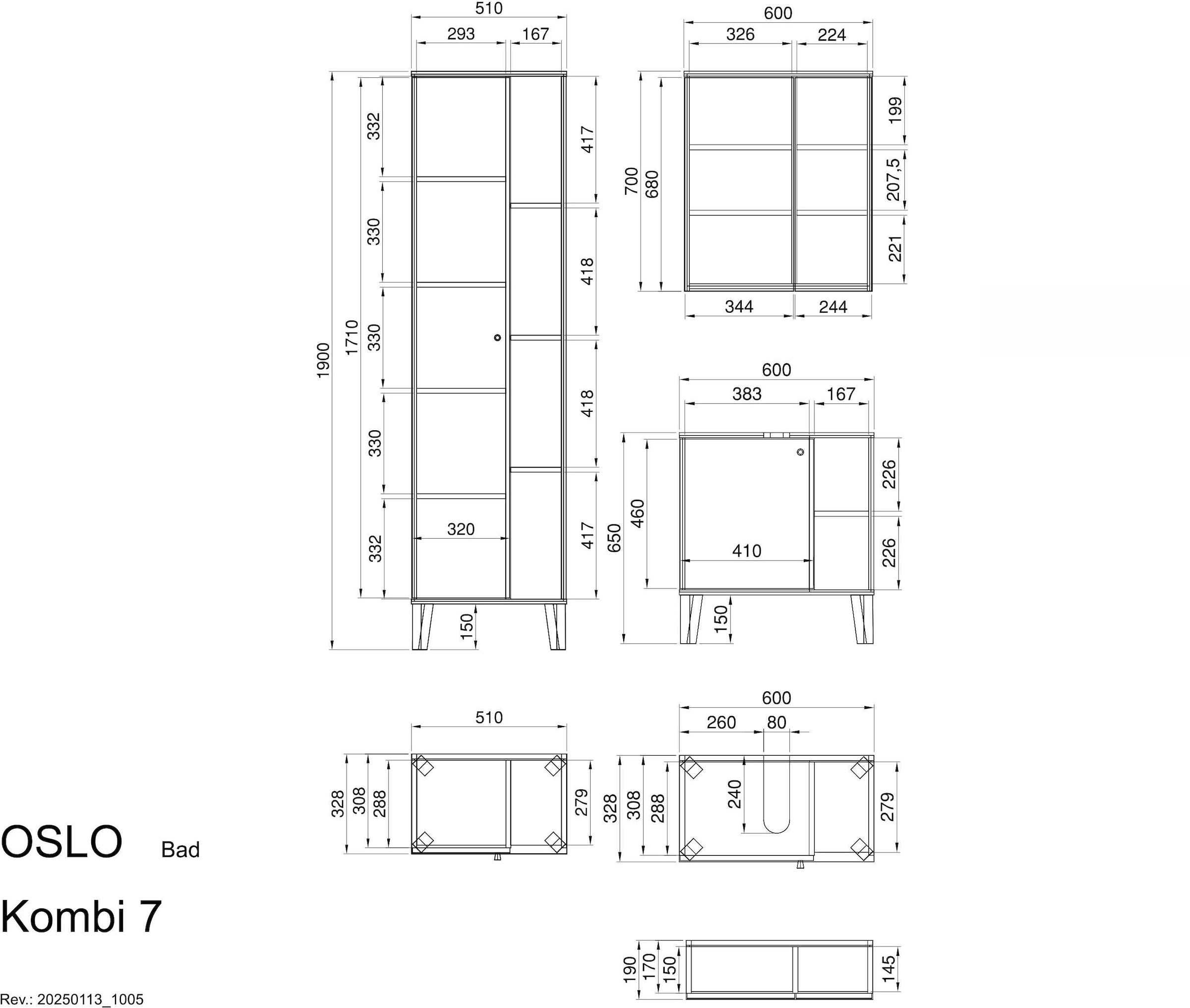 INOSIGN Badmöbel-Set »OSLO, Bad im skandinavischen Design, 3-teiliges Badezimmer« Set, 3 Stk. tlg.