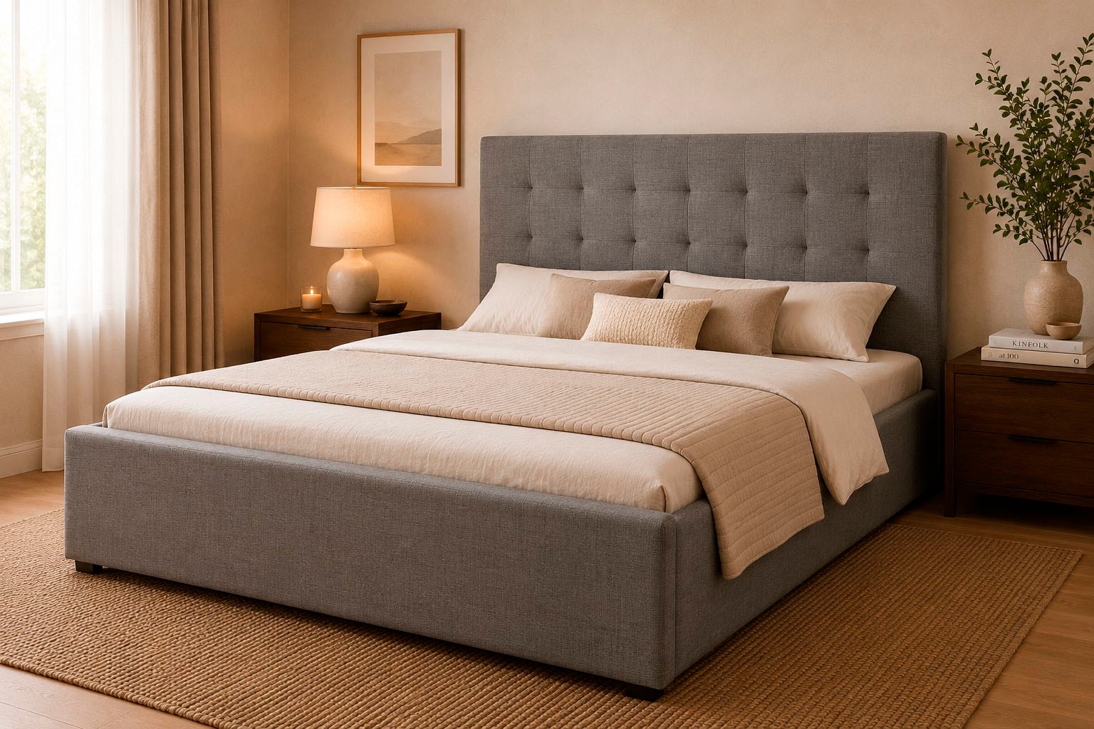 GOODproduct Polsterbett »Hamar, Knopfsteppung im Kopfteil, bis 250 KG belastbar« 3 Breiten: 100cm/ 140cm/ 180cm,  in verschiedenen Grössen und Stoffen und Farben