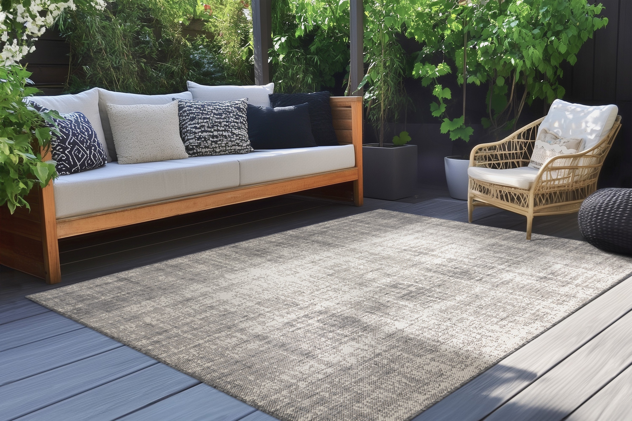 Kayoom Teppich »Nibru 625« rechteckig 5 mm Höhe Flachgewebe, In- und Outdoor geeignet, schnell trocknend