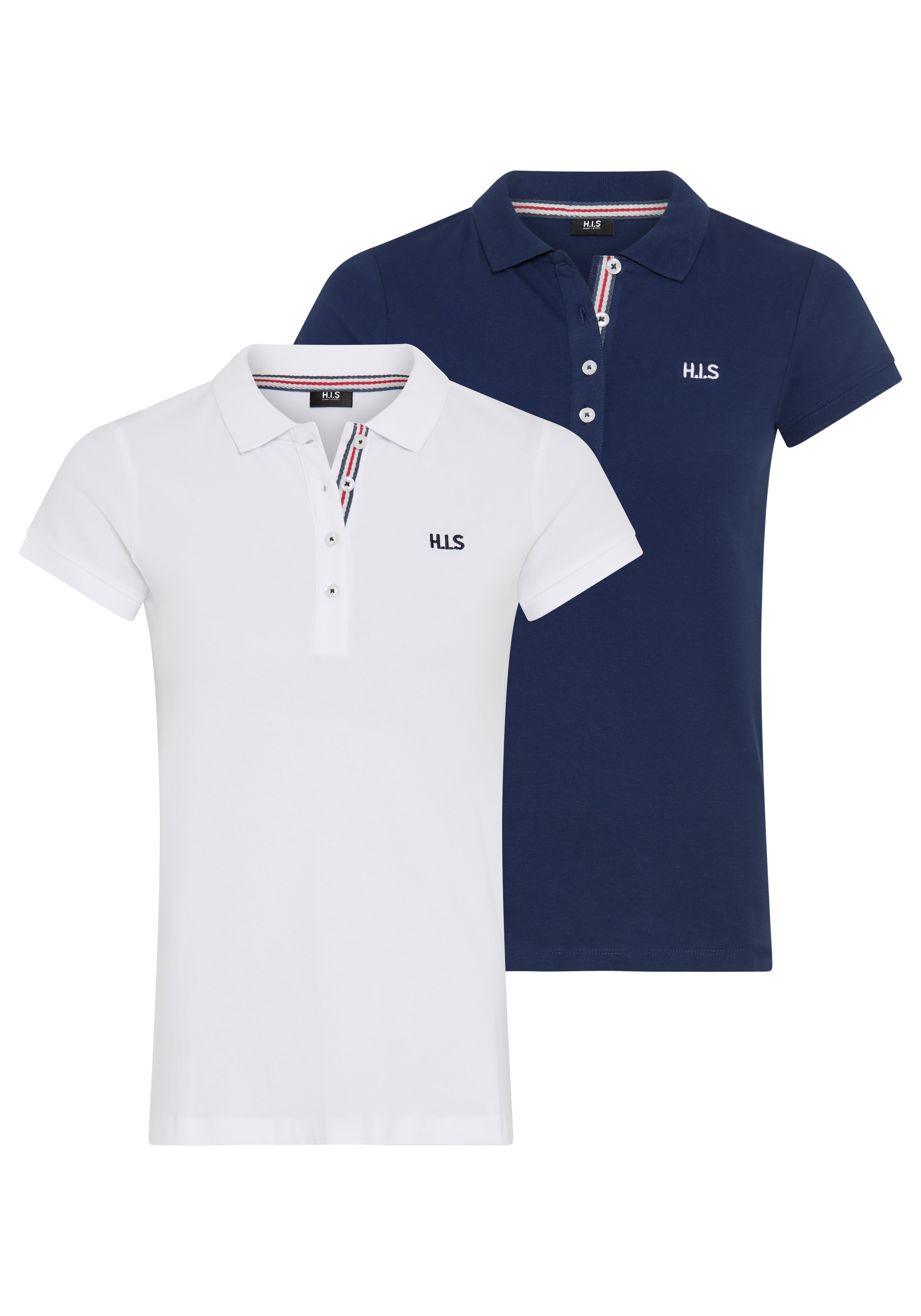 H.I.S Polo pack de 2,  manches courtes, coupe ajustée, avec col polo classique