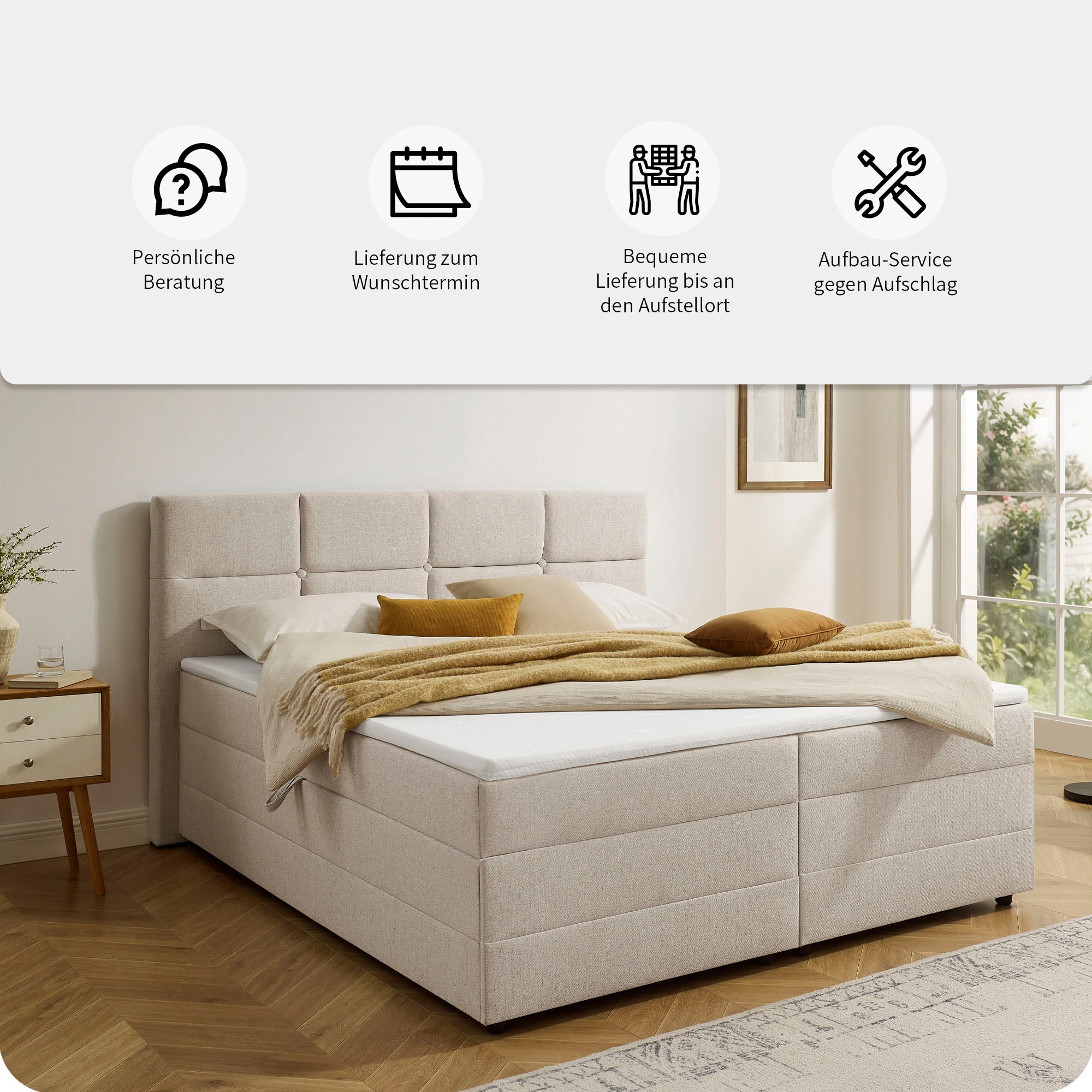 GOODproduct Boxbett »Fillmore inkl. Bettkasten, Liegefläche 180x200 cm, in Boxspring-Optik« inkl. Topper, erhältlich in verschiedenen Farben