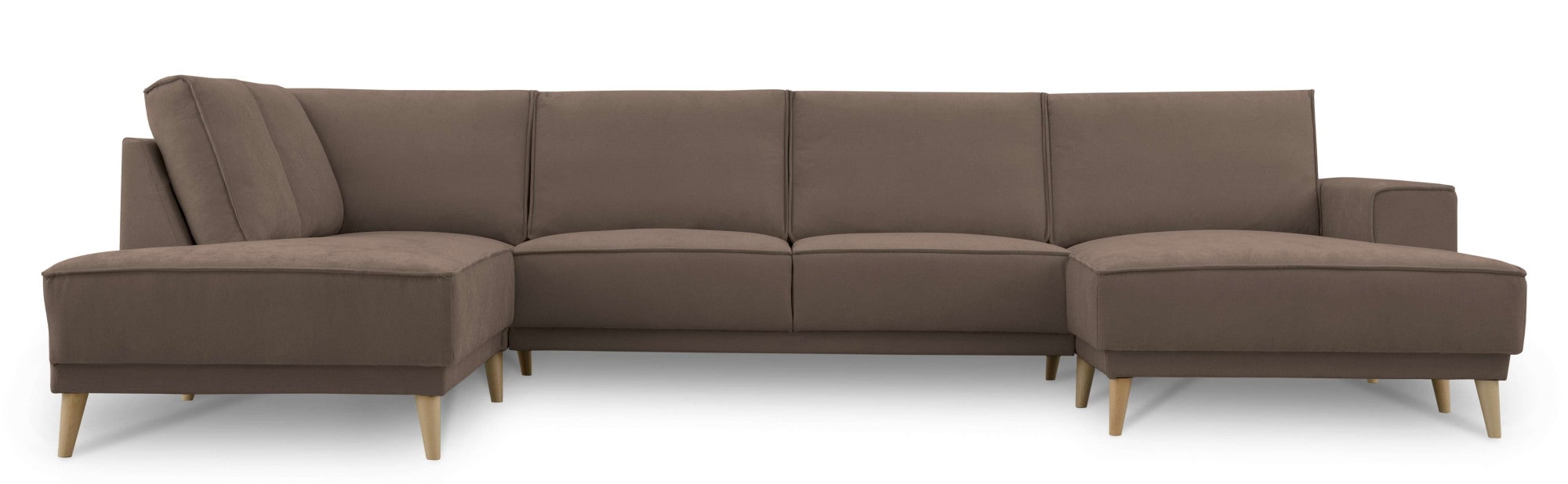 GOODproduct Paysage de salon »Oland Skandi, weicher Chenille-Stoff« U-Form, 345 cm, Wellenunterfederung, Skandi-Design, Massivholzfüsse