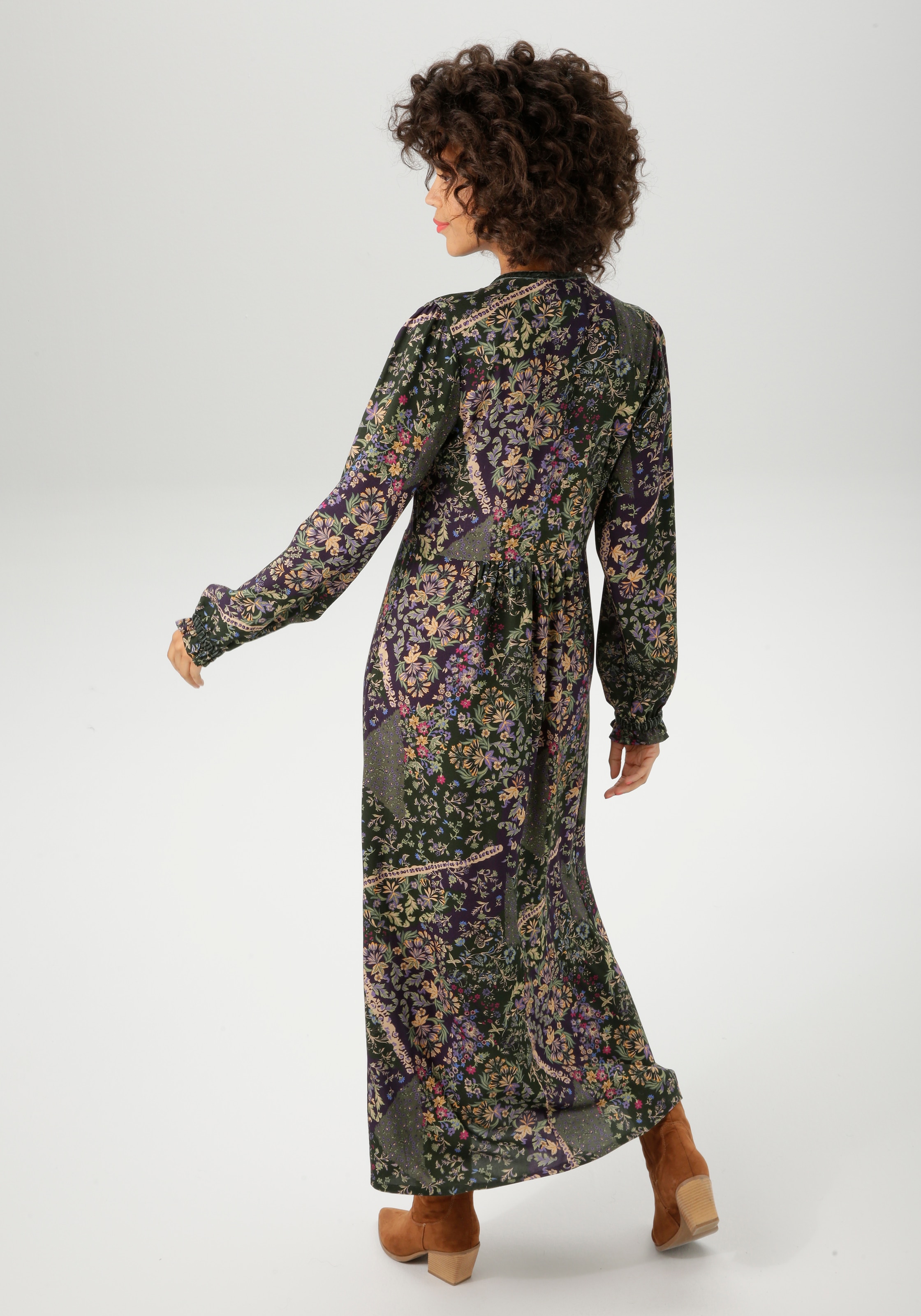 Aniston CASUAL Maxikleid, mit fantasievollem Blumendruck- jedes Teil ein Unikat- NEUE KOLLEKTION
