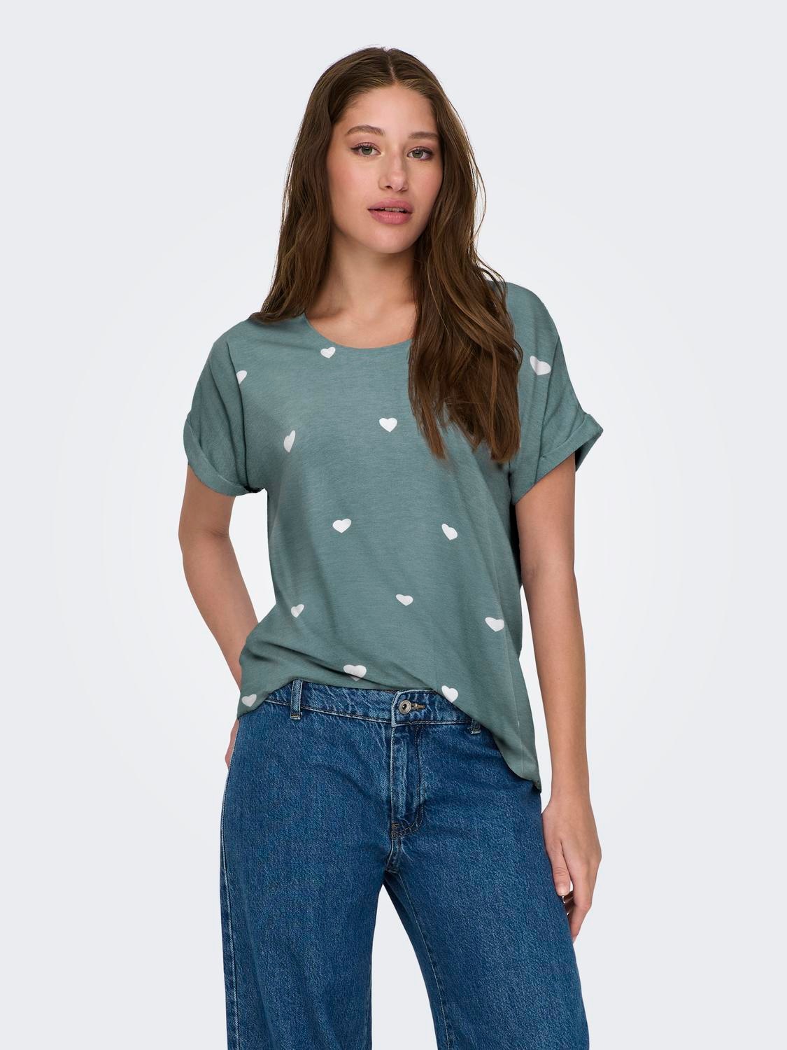 Image of ONLY Kurzarmshirt "ONLMOSTER S/S AOP TOP CS JRS" Viskosemischung, regular fit, Rundhals