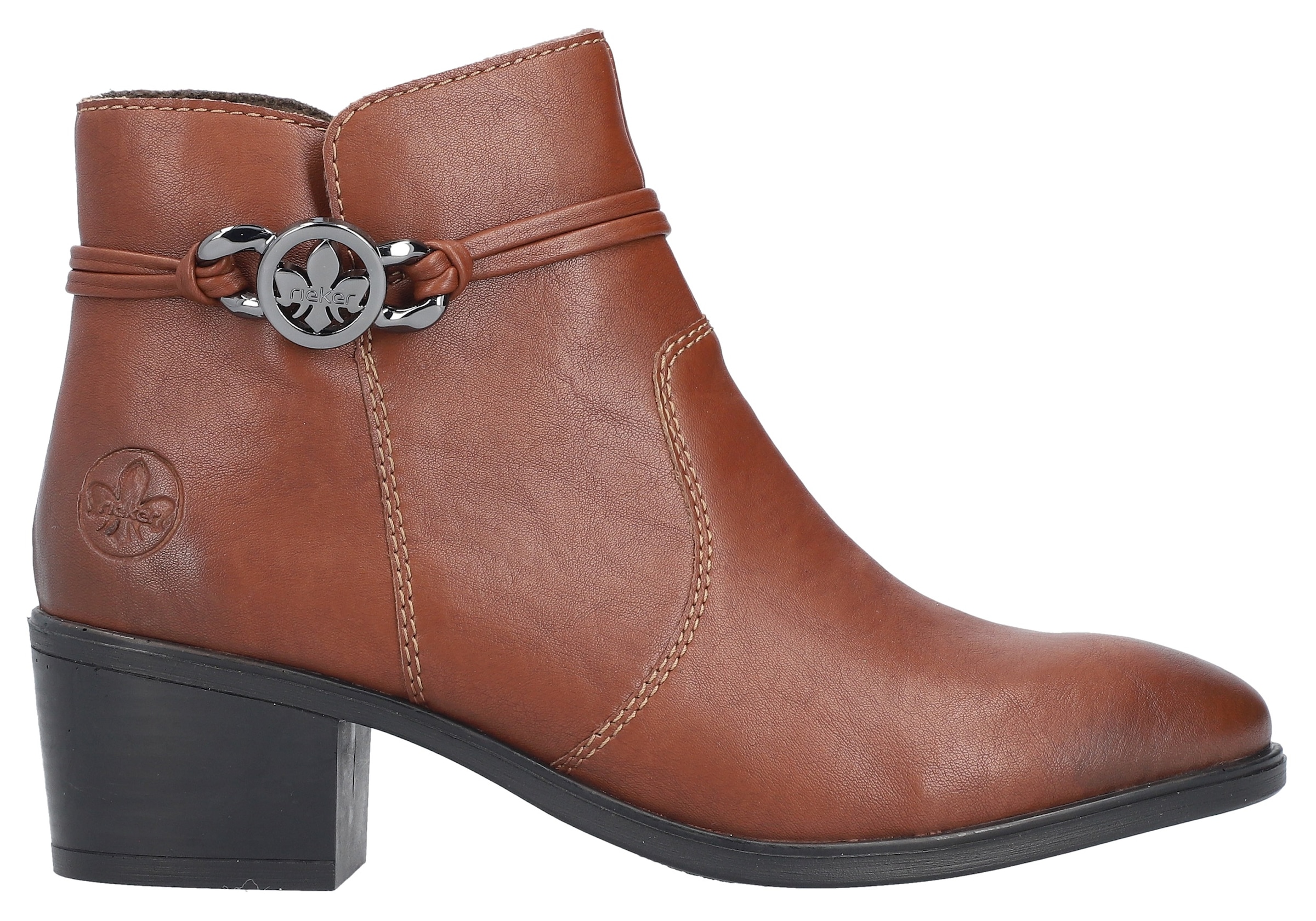 Rieker Stiefelette, Ankleboots, Klassik-Stiefelette, Blockabsatz, Innenreissverschluss