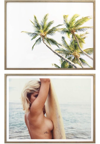 Poster »Sexy Surfer Paradies Palmen Urlaub«, (Set, 2 St.)