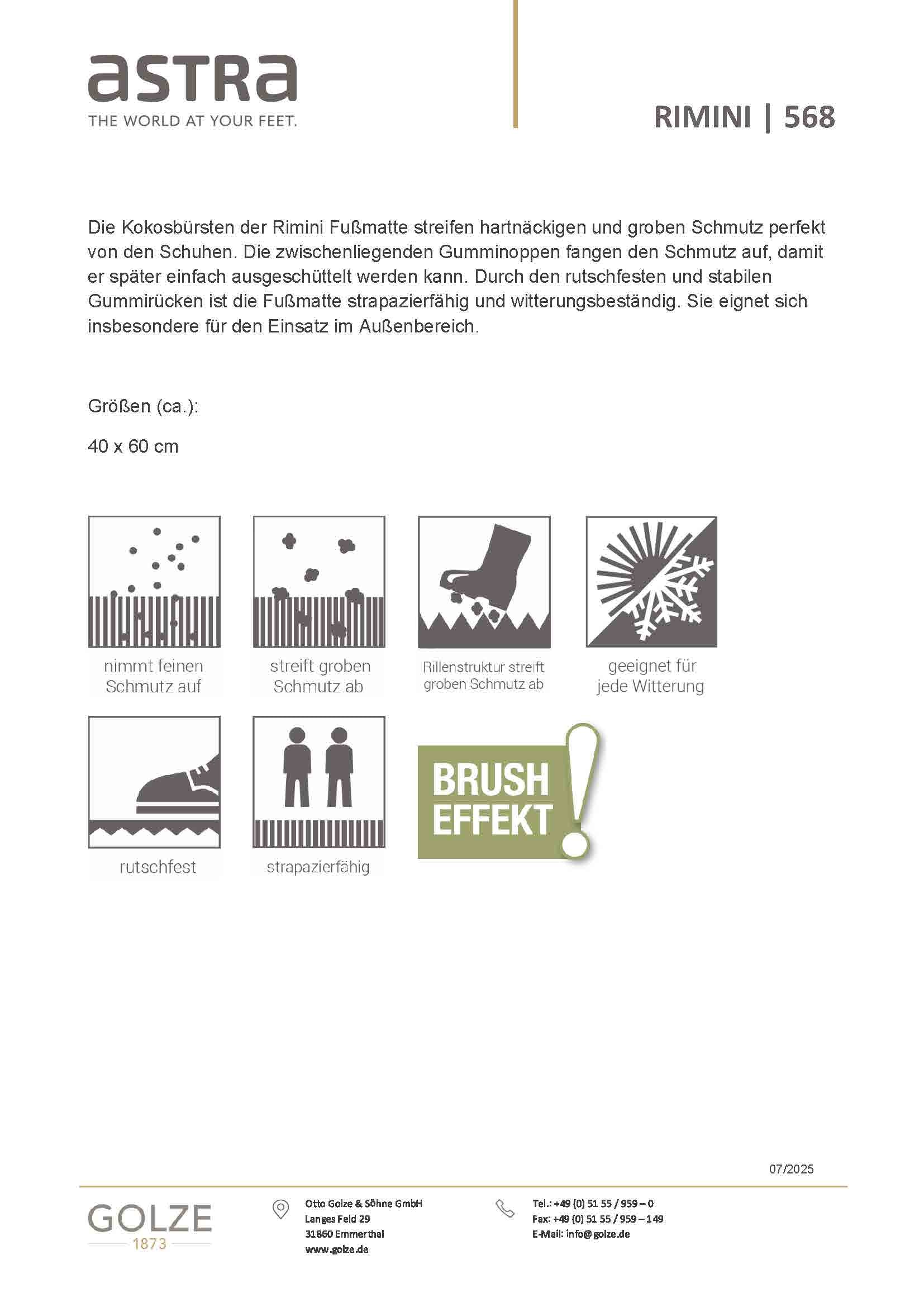 ASTRA Fussmatte »Rimini« rechteckig 30 mm Höhe Schmutzfangmatte, In- und Outdoor geeignet, 40x60 cm