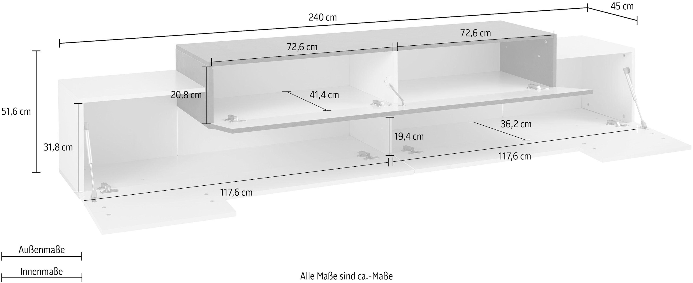 INOSIGN TV-Board »Coro«, Breite ca. 240 cm