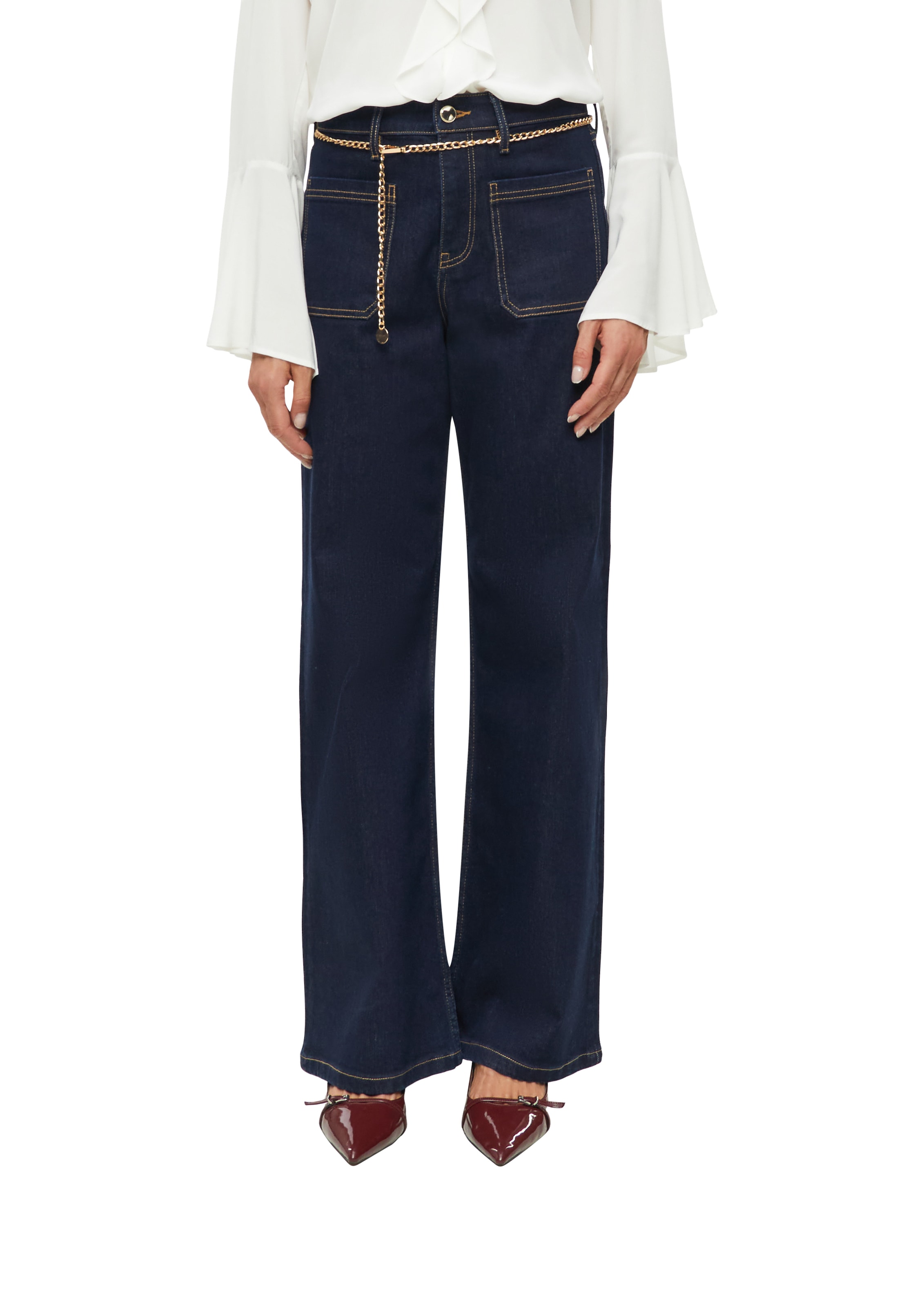 Image of s.Oliver BLACK LABEL Bootcut-Jeans mit aufgesetzten Taschen und Gürtel