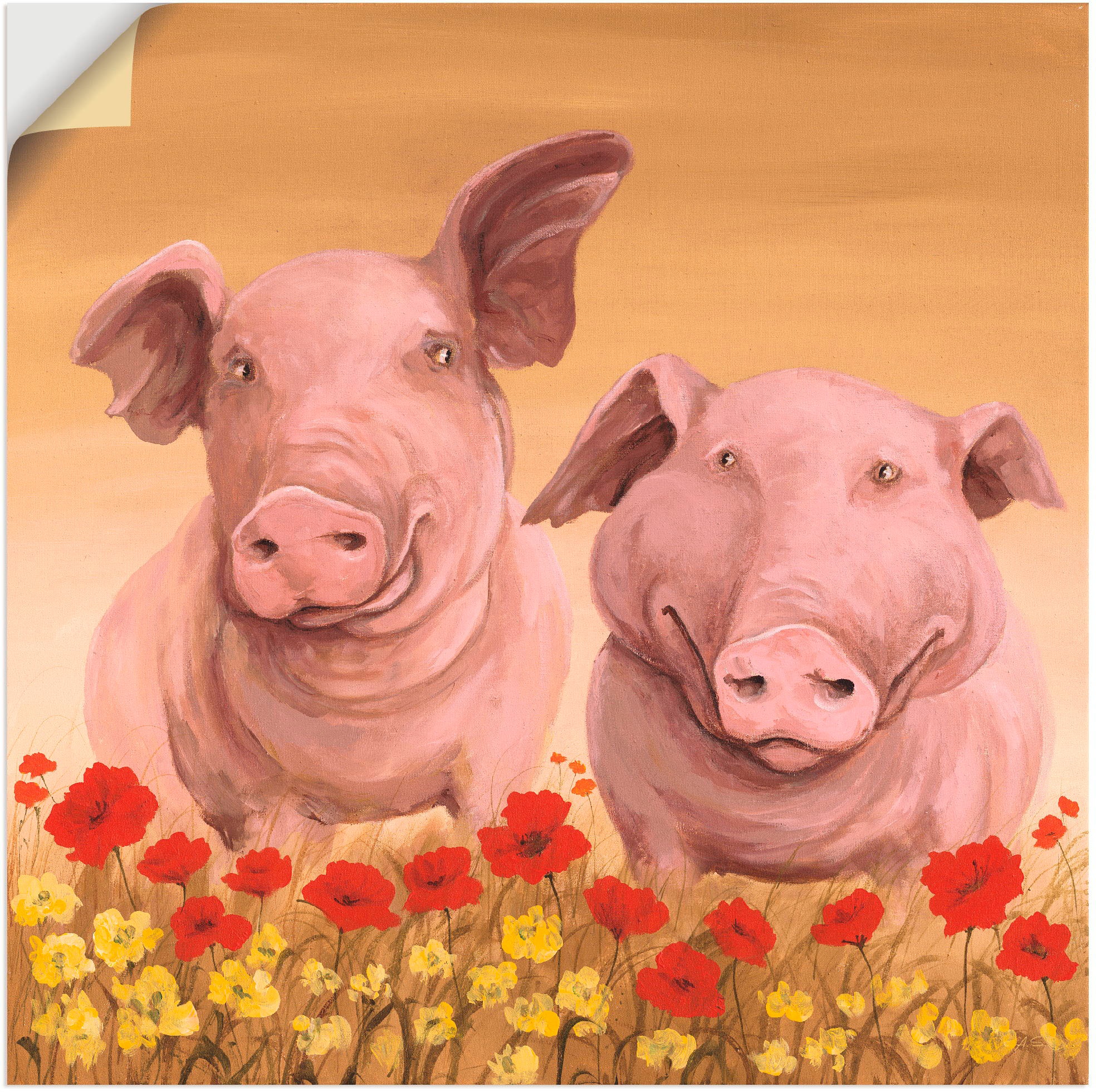 Image of Artland Wandbild »Schweine«, Haustiere, (1 St.), in vielen Grössen & Produktarten - Alubild / Outdoorbild für den Aussenbereich, Leinwandbild, Poster, Wandaufkleber / Wandtattoo auch für Badezimmer geeignet bei Ackermann Versand Schweiz