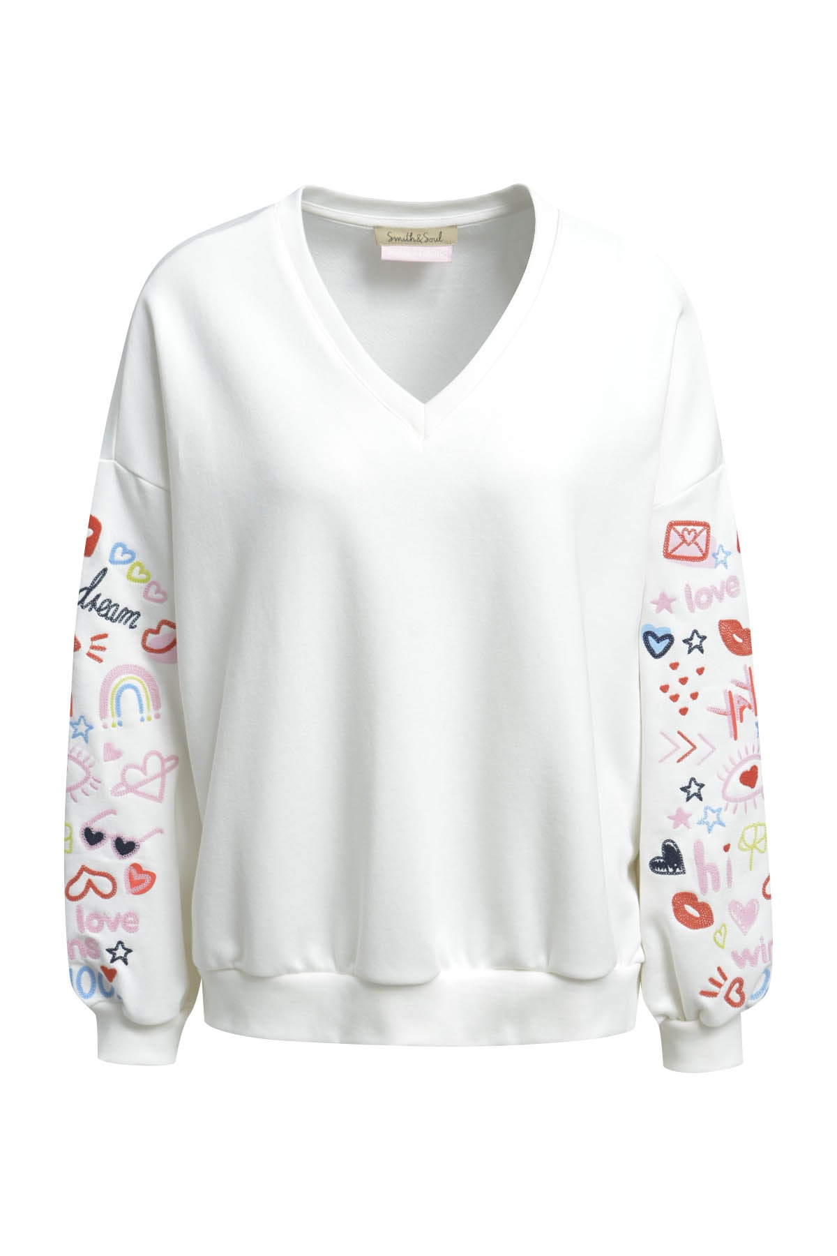 Image of Smith & Soul Sweatshirt, mit V-Ausschnitt, Oversize, bestickt
