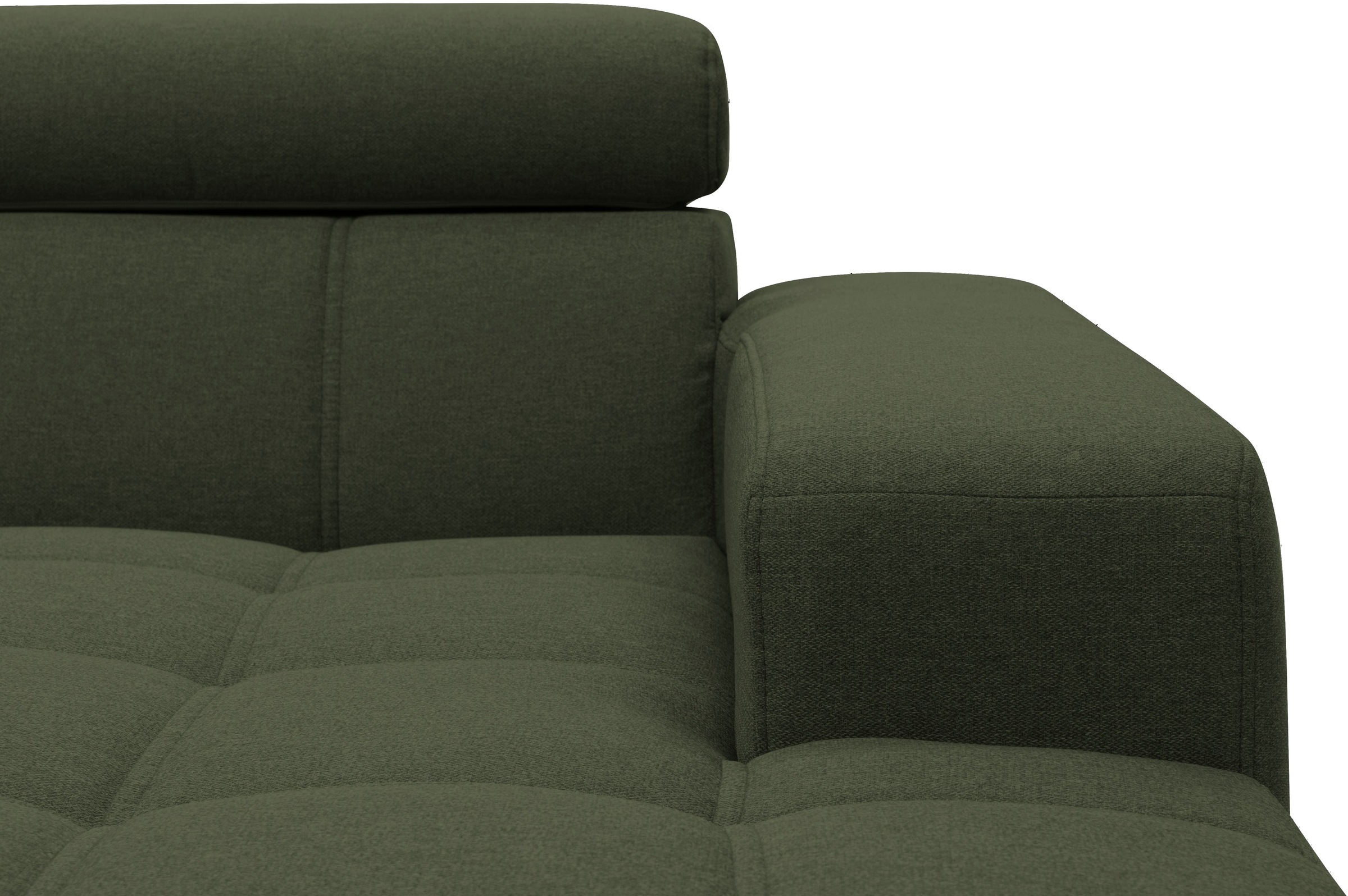 DOMO collection Canapé d'angle »Trento L-Form, mit Kufenfuss oder Einzelfuss« whlw. verstellbare Kopfteile, passend für gängige Saugroboter
