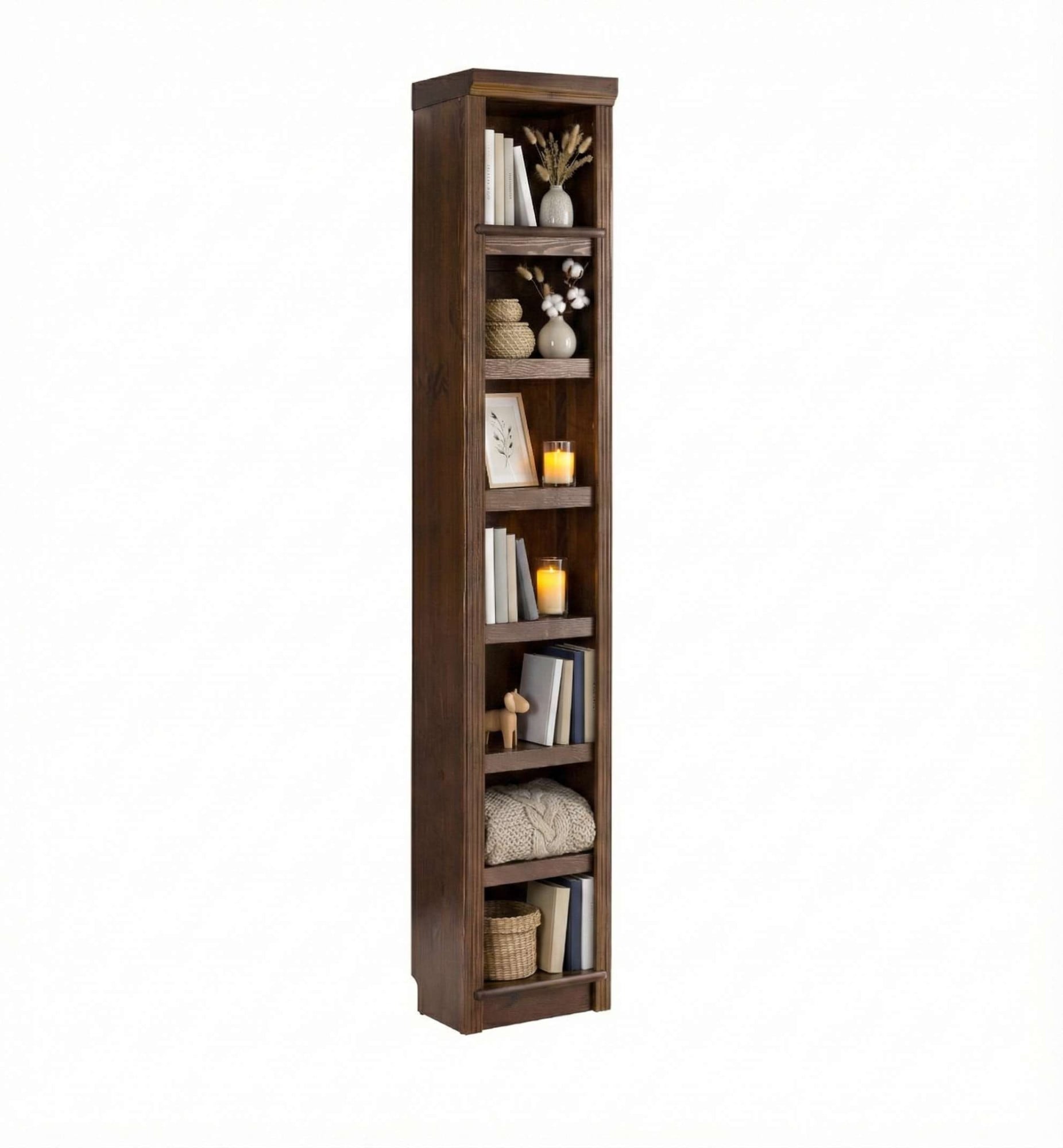 GOODproduct Étagère à livres »Soeren Regal B/T/H: 40/29/220 cm« Pin certifié FSC®, 7 compartiments et 6 étagères amovibles