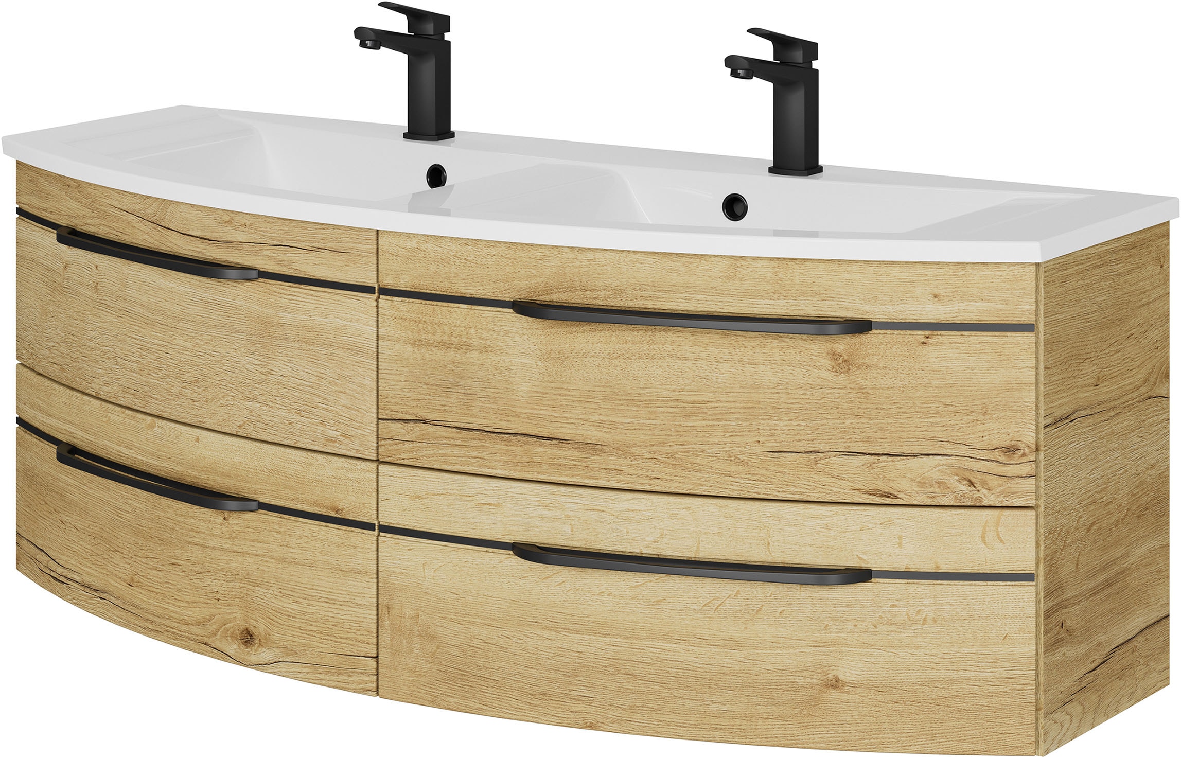 Image of Saphir Waschtisch "Serie 7045 Mineralmarmor-Waschtisch und Unterschrank, 131 cm breit" Waschplatz mit 4 Schubladen, Badmöbel Set mit Waschtisch
