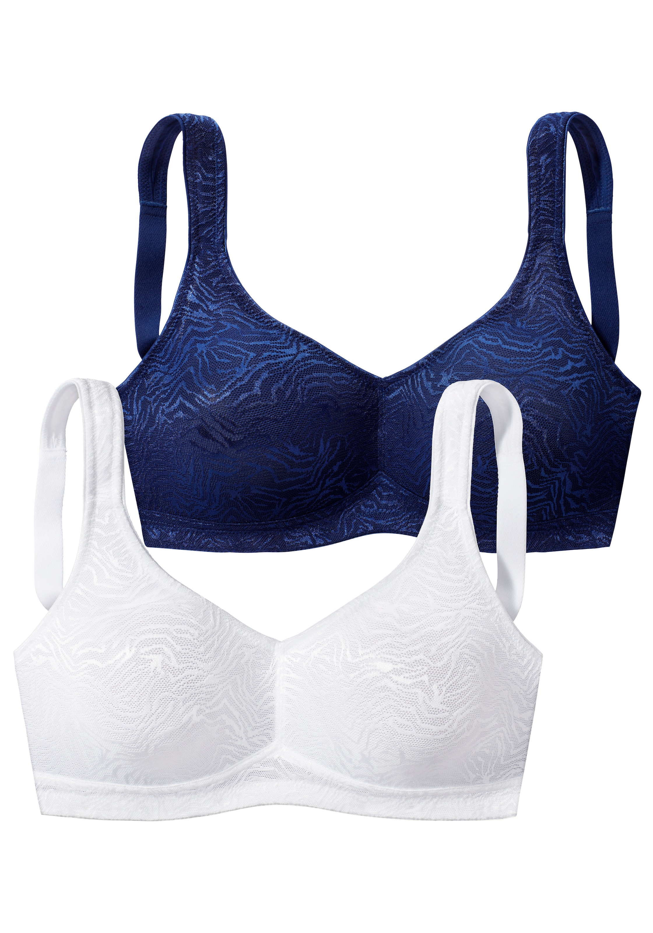Image of petite fleur Soft-BH Packung, 2 Stück, ohne Bügel aus glänzendem Jacquard im Animal-Design – grosse Grössen