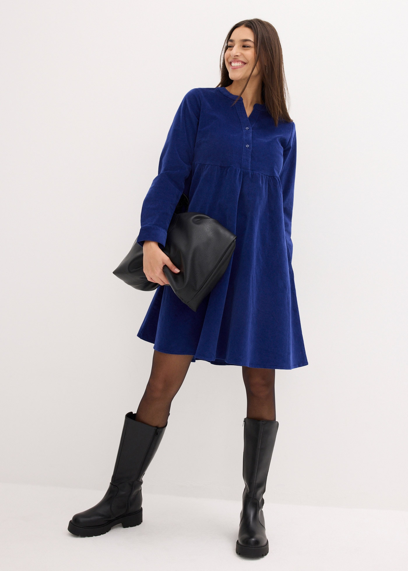 Image of bonprix Midikleid "Kleid aus Baumwollcord" für entspannten Look, aus weichem Baumwollcord, mit Elasthan-Anteil