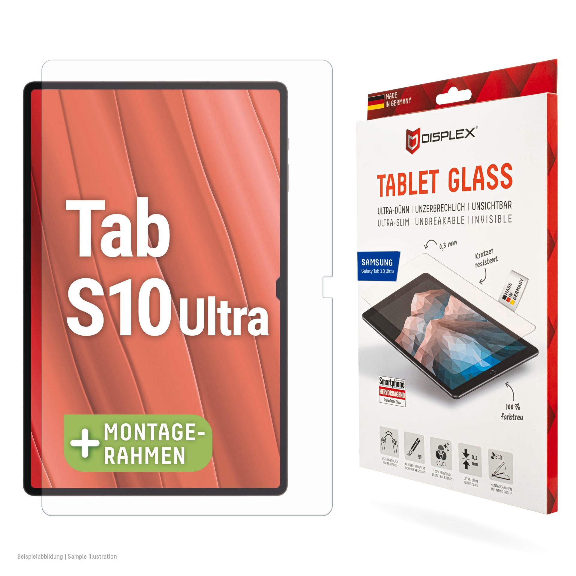 Displex Displayschutzglas "Tablet Glass" Displayschutzfolie, Schutzfolie, Bildschirmschutz, kratz- & stossfest
