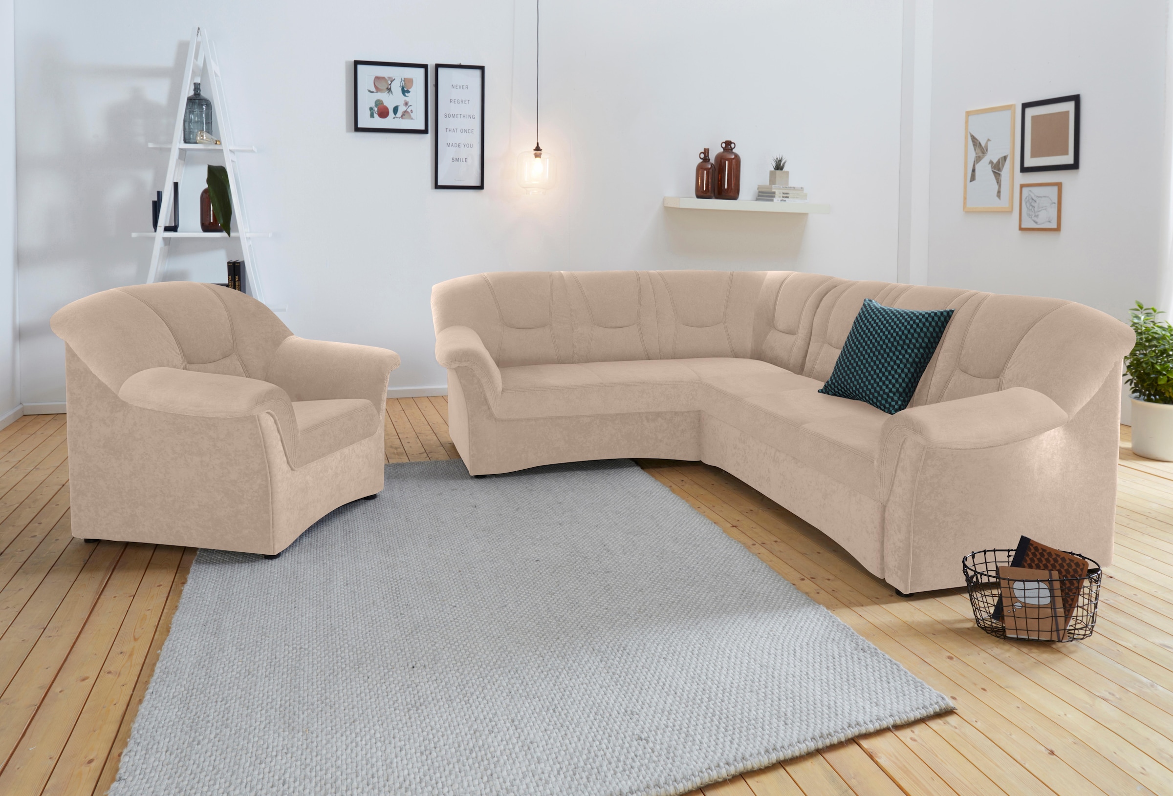 DOMO collection Ecksofa »Sarafina zeitlos und komfortabel, optional mit Federkern, L-Form«, wahlweise mit Bettfunktion