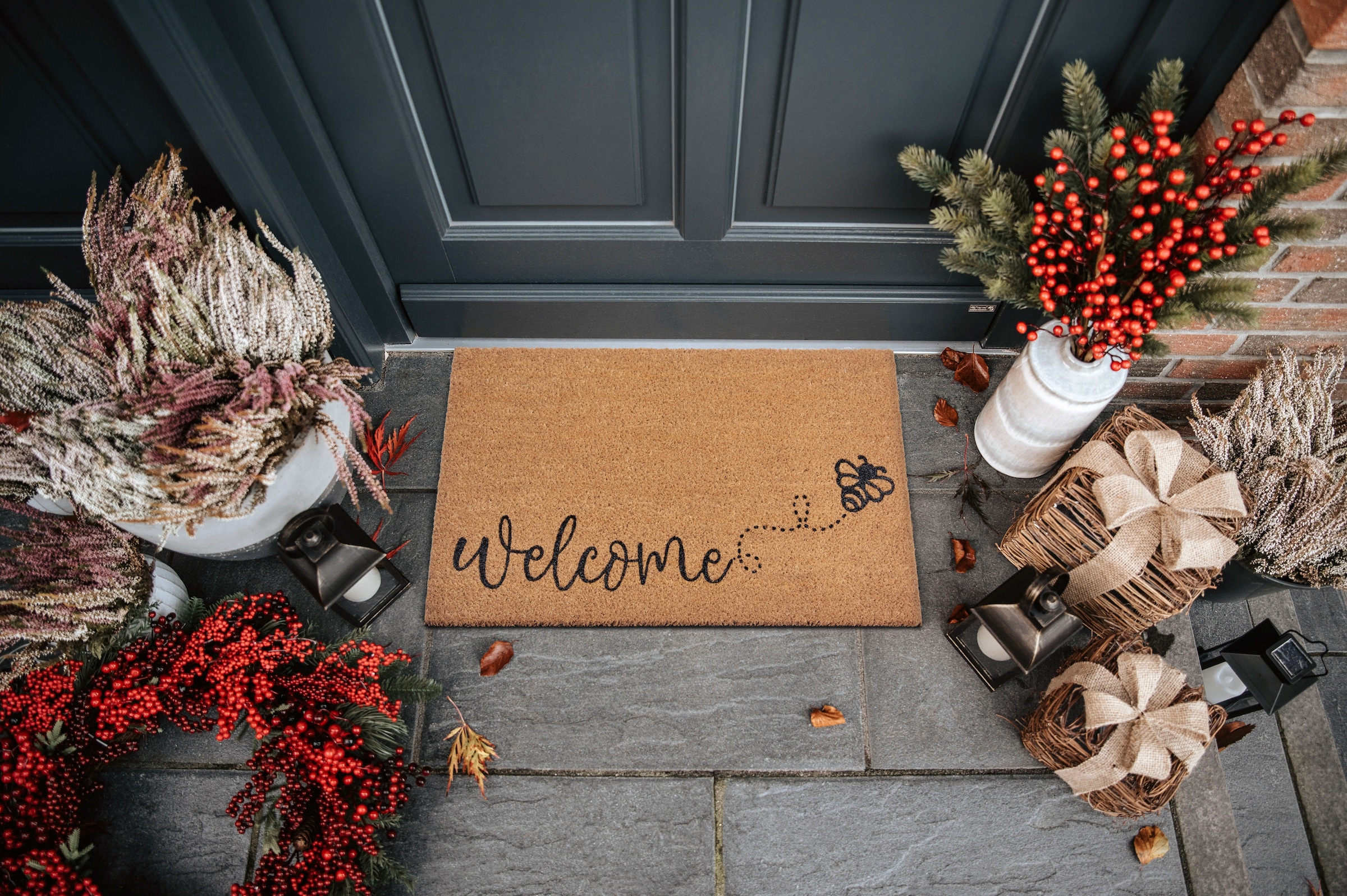 HANSE Home Fussmatte »Kokos Bee Welcome, Türmatte«, rechteckig, 15 mm Höhe, Kokos, Schmutzfangmatte, Outdoor, Rutschfest, Innen, Kokosmatte, Flur