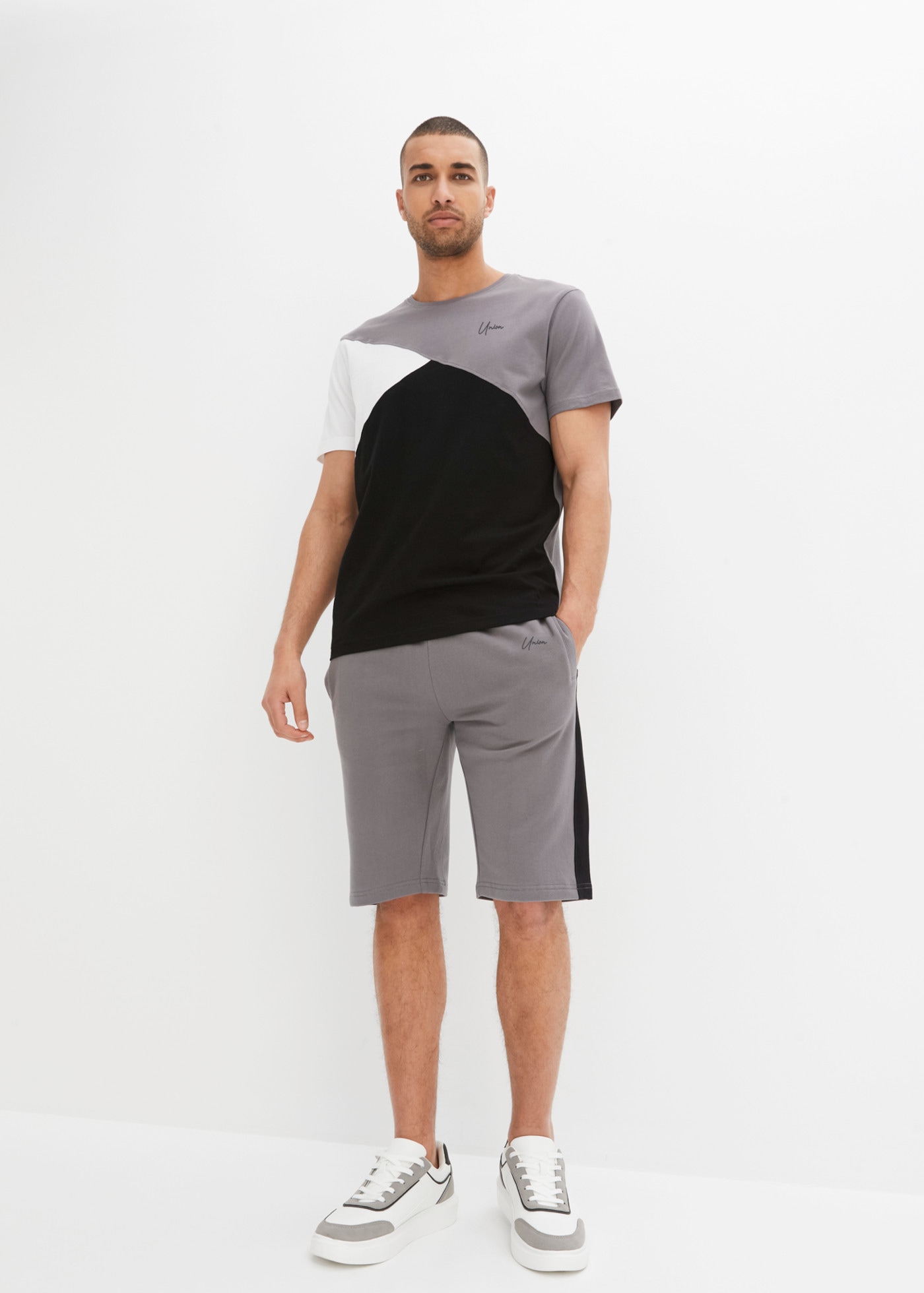 bonprix T-Shirt Set, 2er,  aus reiner Baumwolle, im 2er-Set, mit Sweat-Bermuda, regular fit