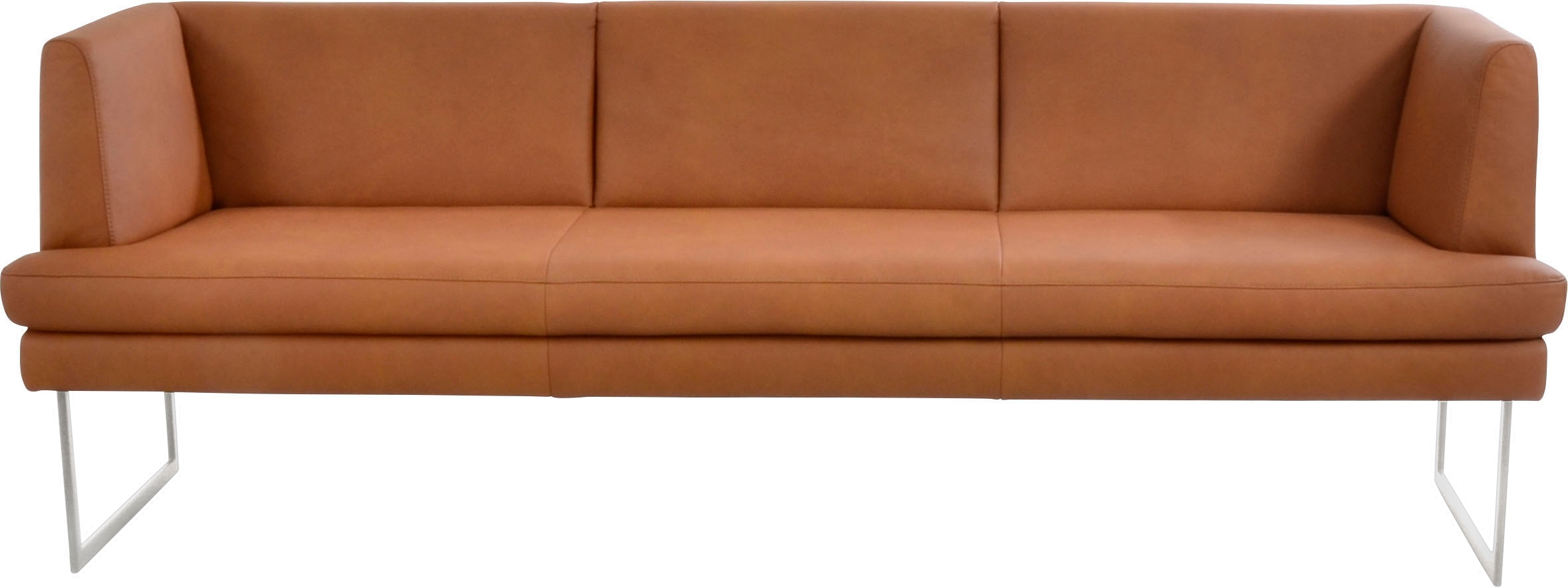 K+W Komfort & Wohnen Banc rembourré »Cube« aspect coussin martelé, 2 largeurs, patin vertical aspect inox